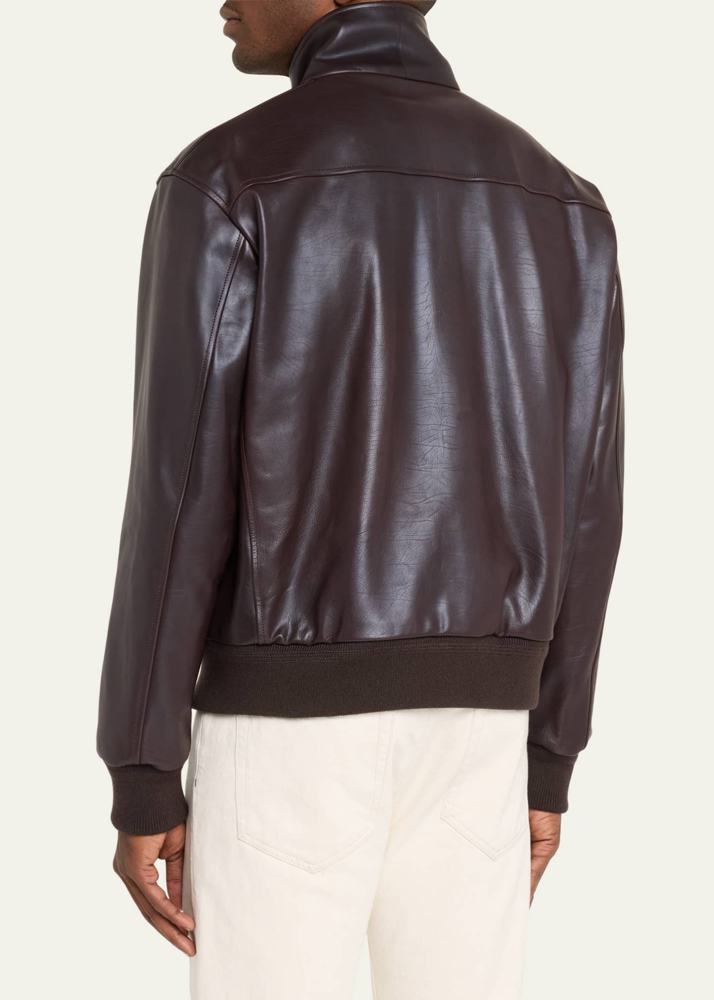 Loro Piana Men's Johnie Calfskin Bomber Jacket Image 3 of 5