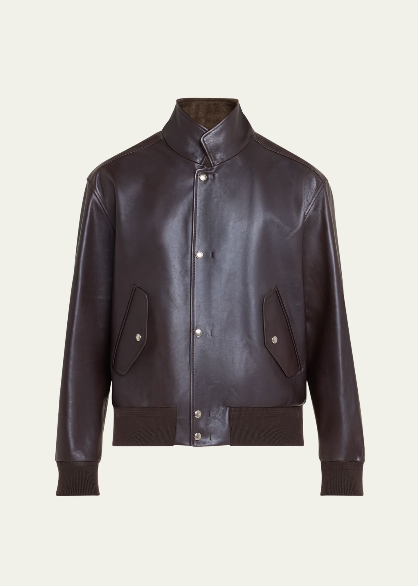 Loro Piana Men's Johnie Calfskin Bomber Jacket Image 1 of 5