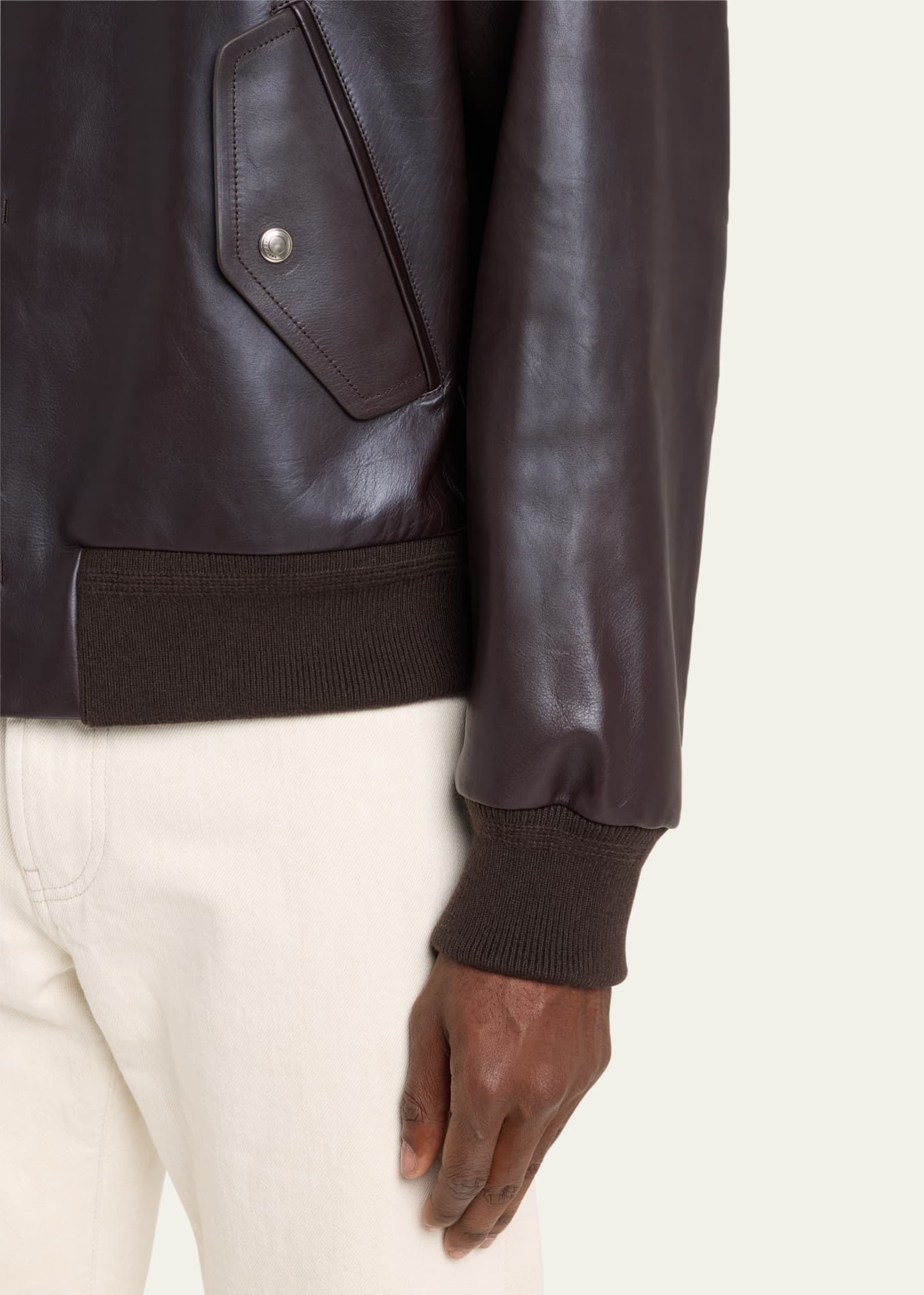 Loro Piana Men's Johnie Calfskin Bomber Jacket Image 5 of 5
