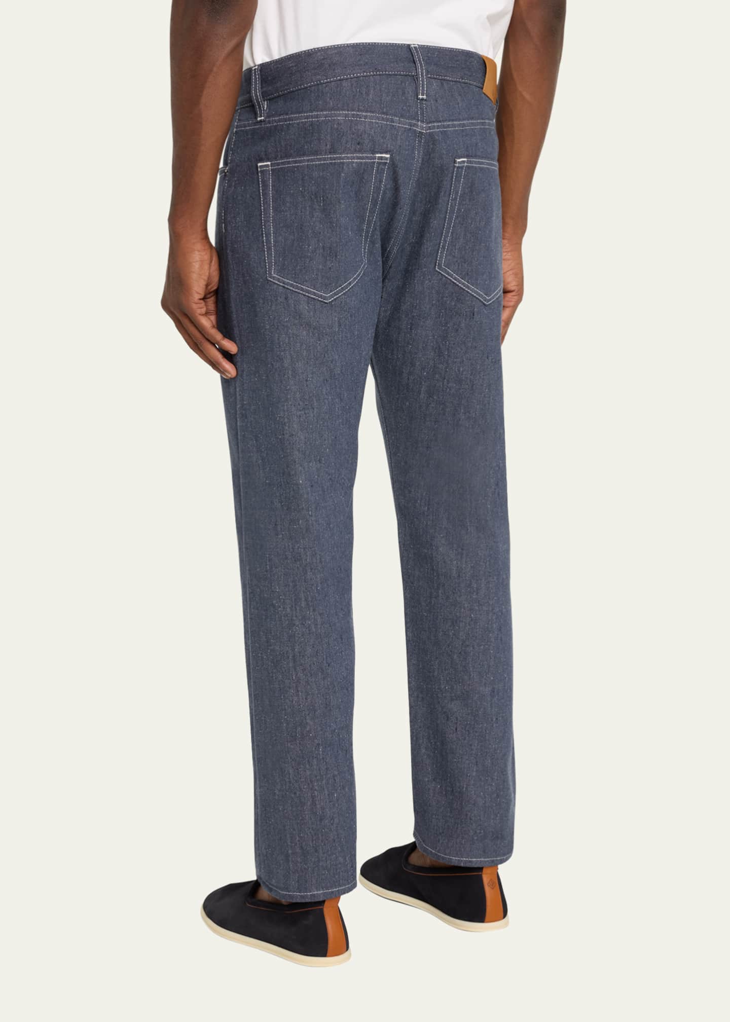 Loro Piana Men's Quarona Soft Denim Pants Image 3 of 5