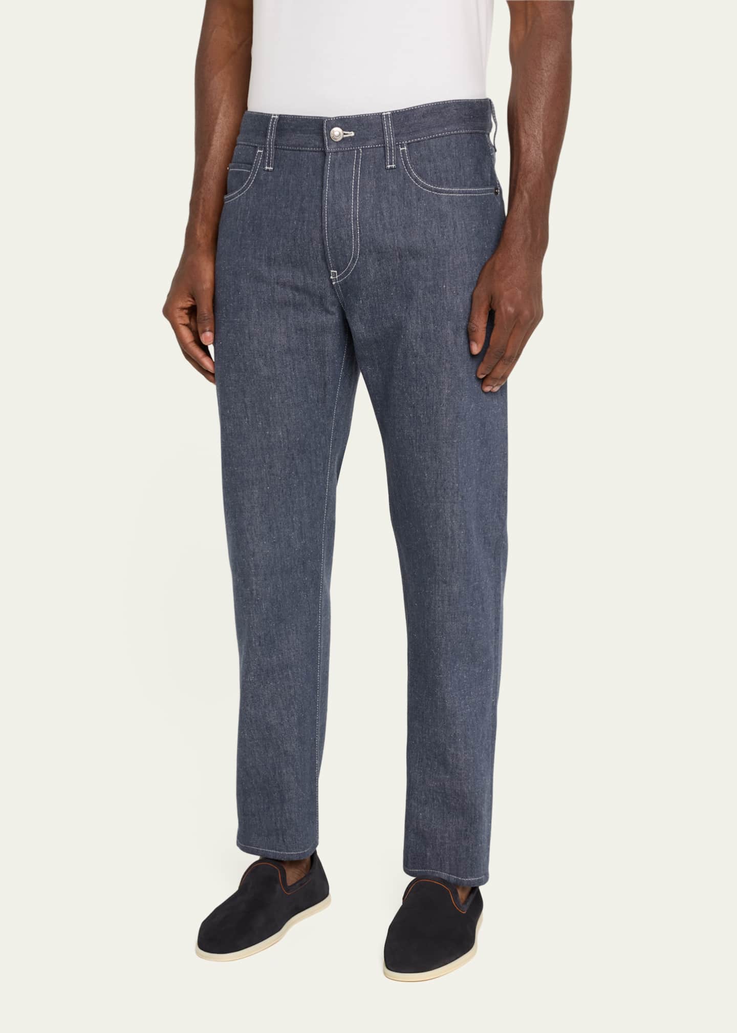 Loro Piana Men's Quarona Soft Denim Pants Image 4 of 5