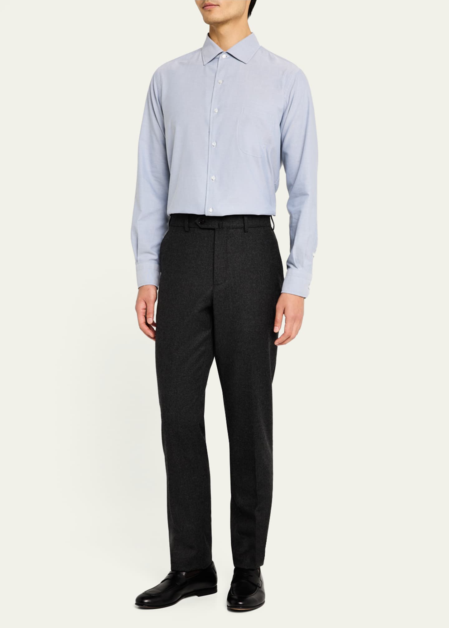 Loro Piana Men's Andre Oxford Cotton Sport Shirt Image 2 of 5