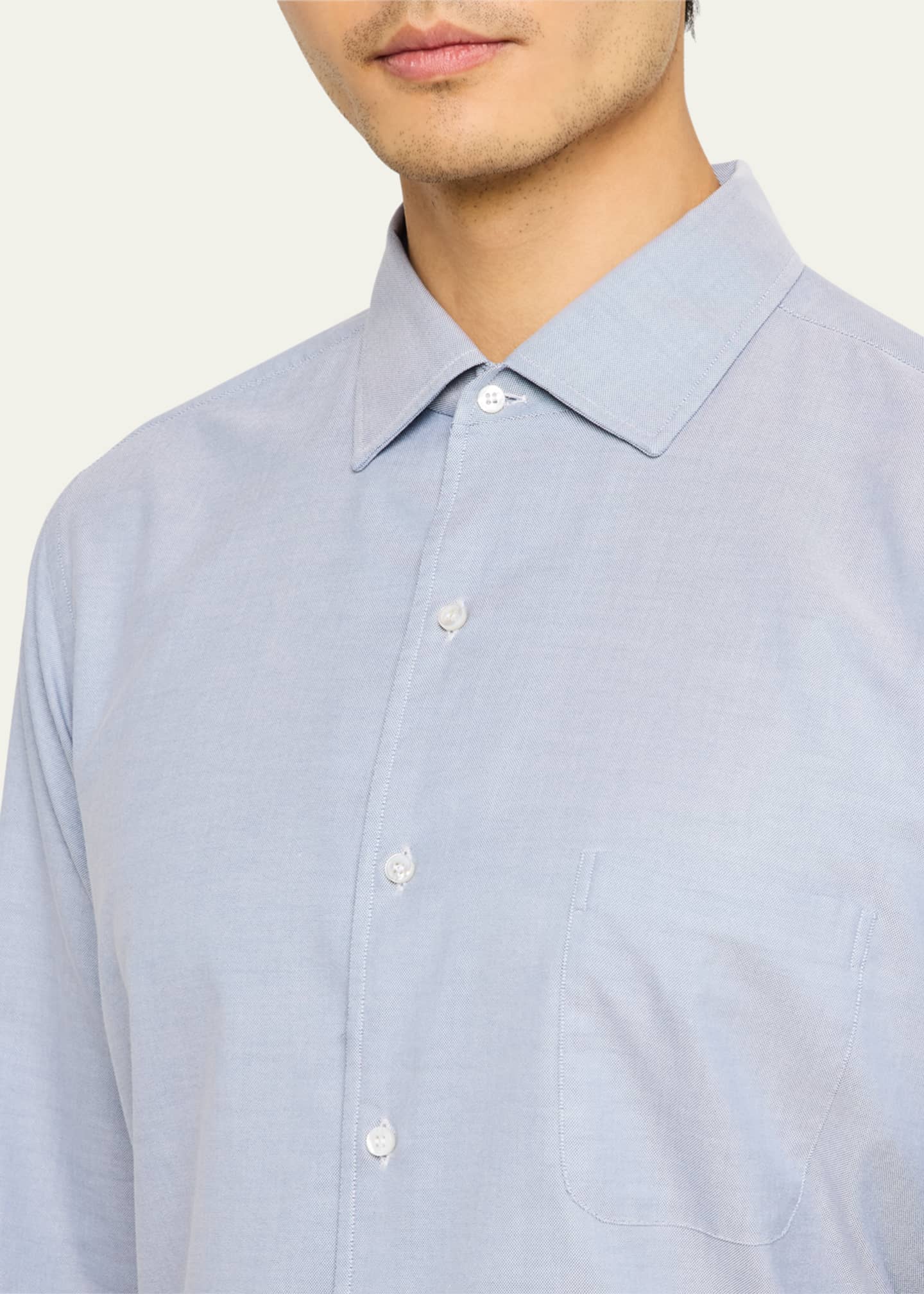 Loro Piana Men's Andre Oxford Cotton Sport Shirt Image 5 of 5