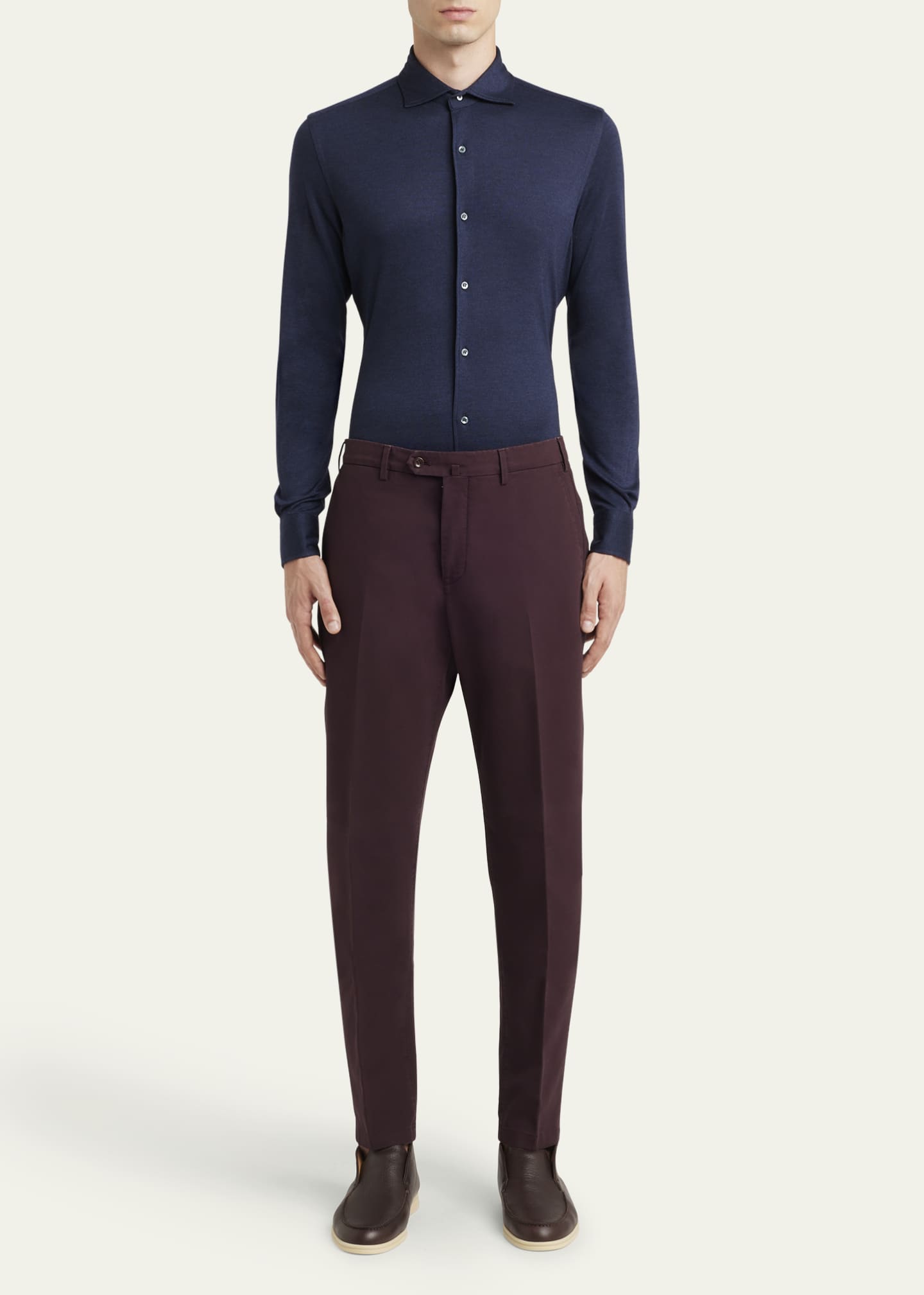 Loro Piana Men's Carlo Hyannis Straight Cotton Trousers Image 2 of 5