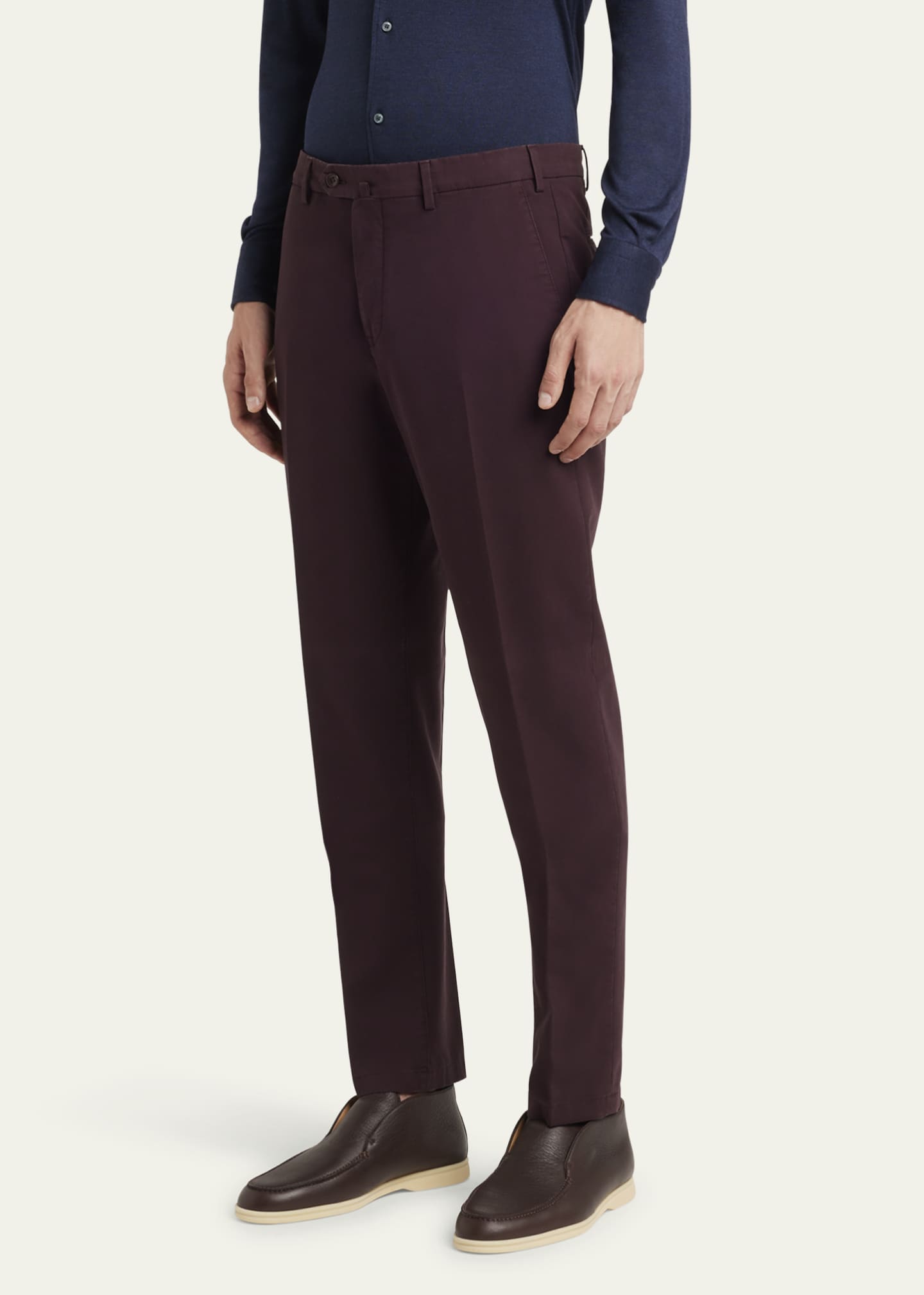 Loro Piana Men's Carlo Hyannis Straight Cotton Trousers Image 4 of 5