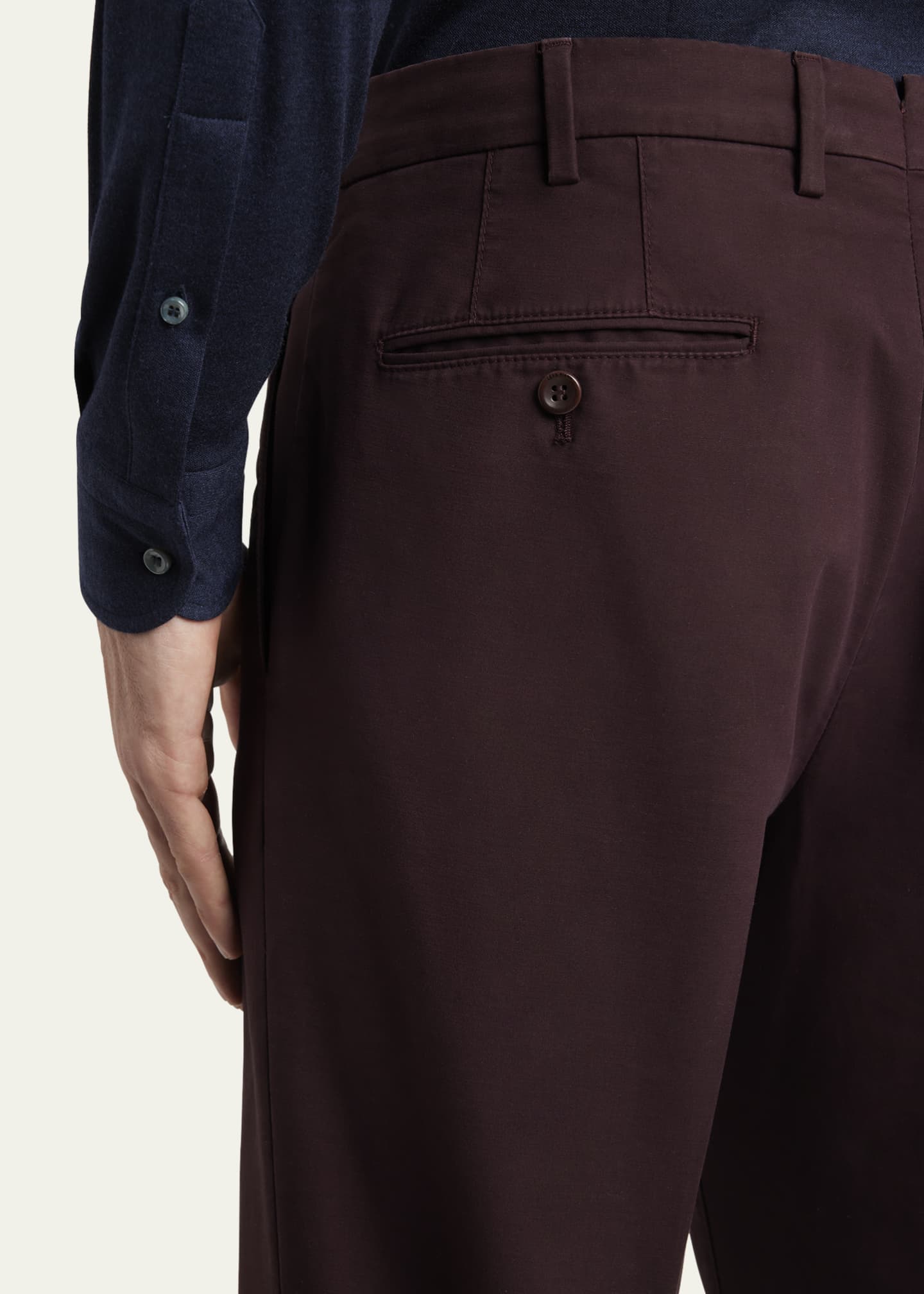 Loro Piana Men's Carlo Hyannis Straight Cotton Trousers Image 5 of 5