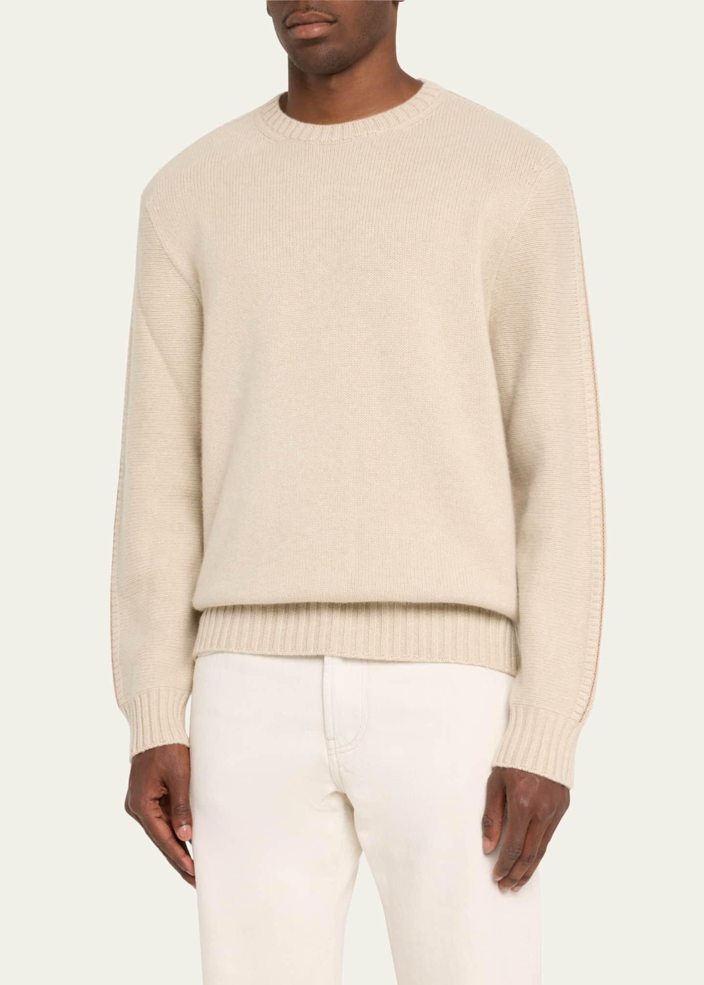 Loro Piana Men's Cervatto Baby Cashmere Crewneck Sweater Image 3 of 4