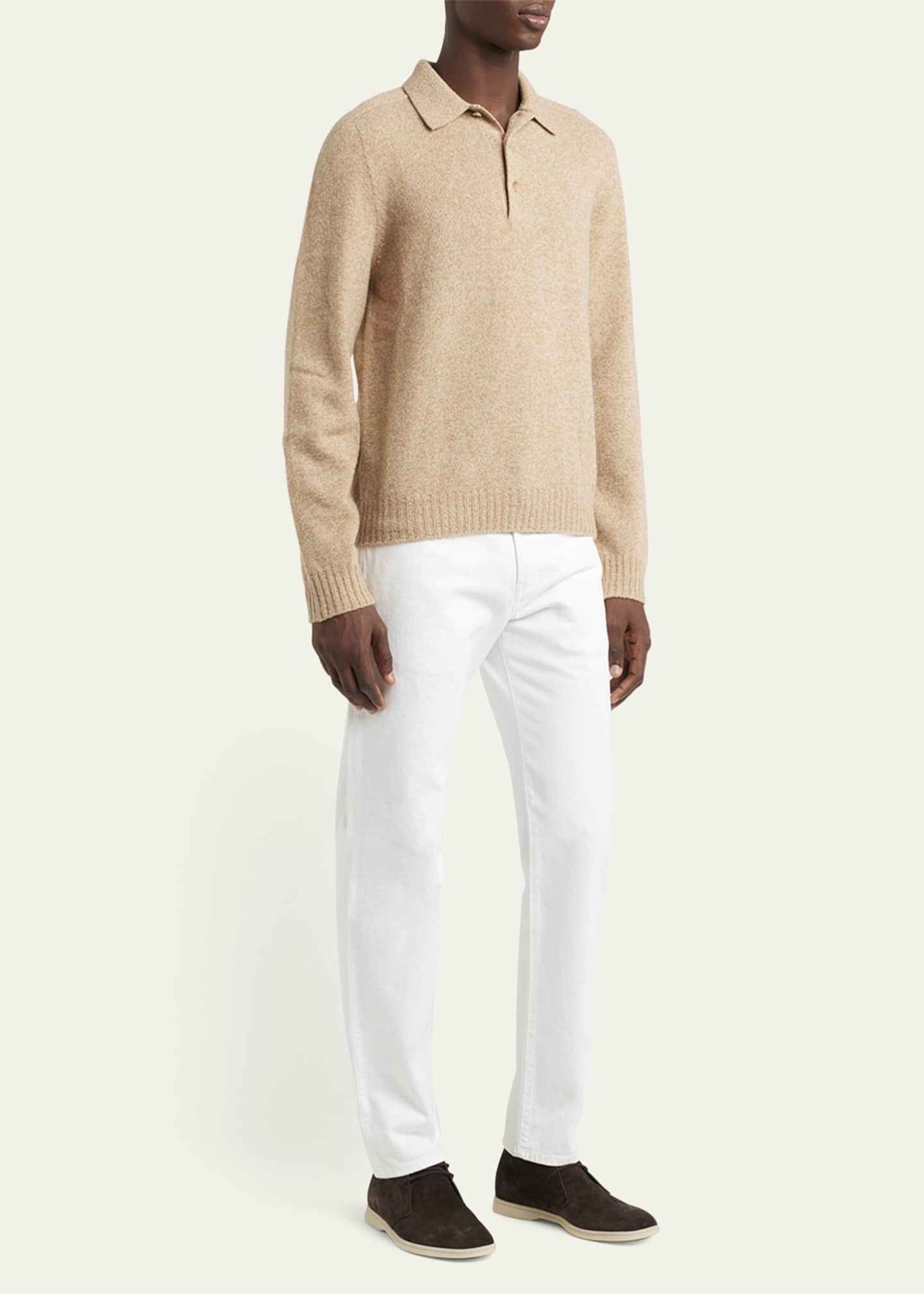 Loro Piana Men's Mastallone Wool Polo Sweater Image 2 of 5