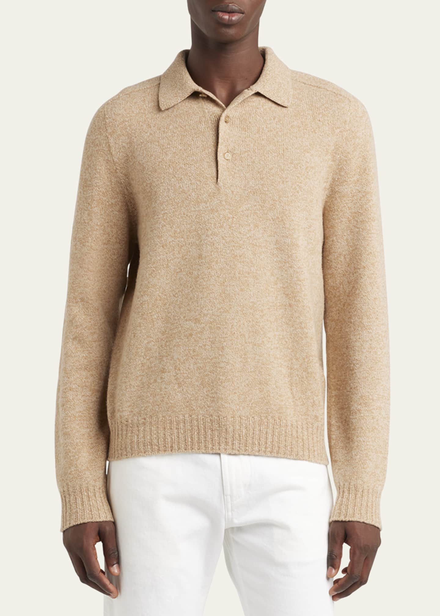 Loro Piana Men's Mastallone Wool Polo Sweater Image 4 of 5
