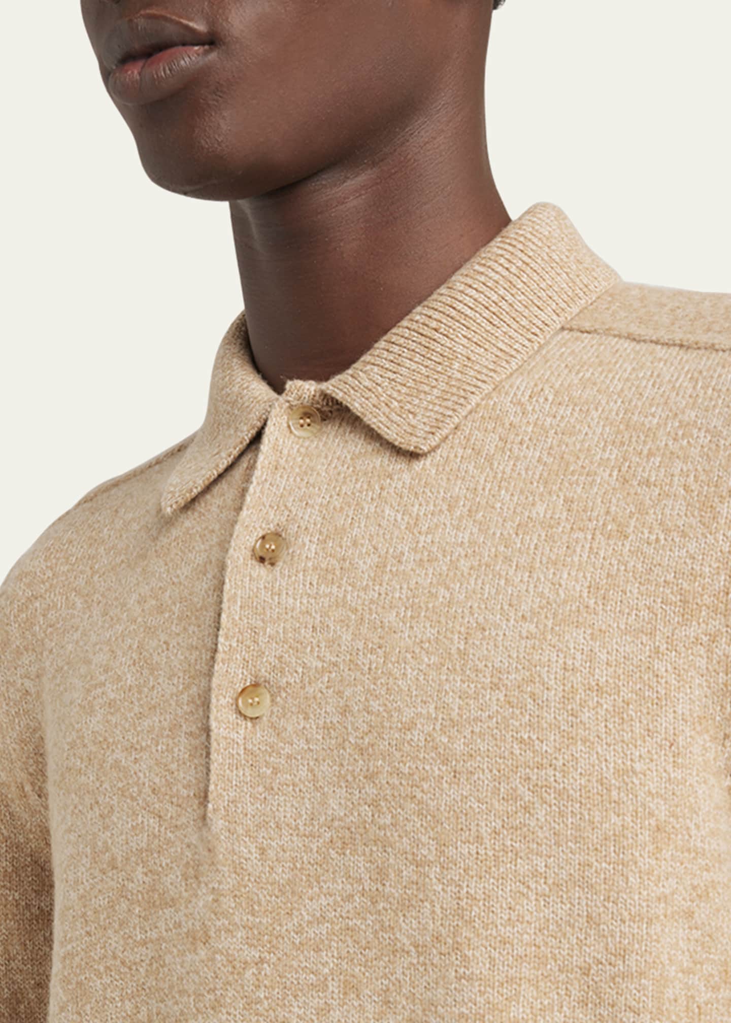 Loro Piana Men's Mastallone Wool Polo Sweater Image 5 of 5