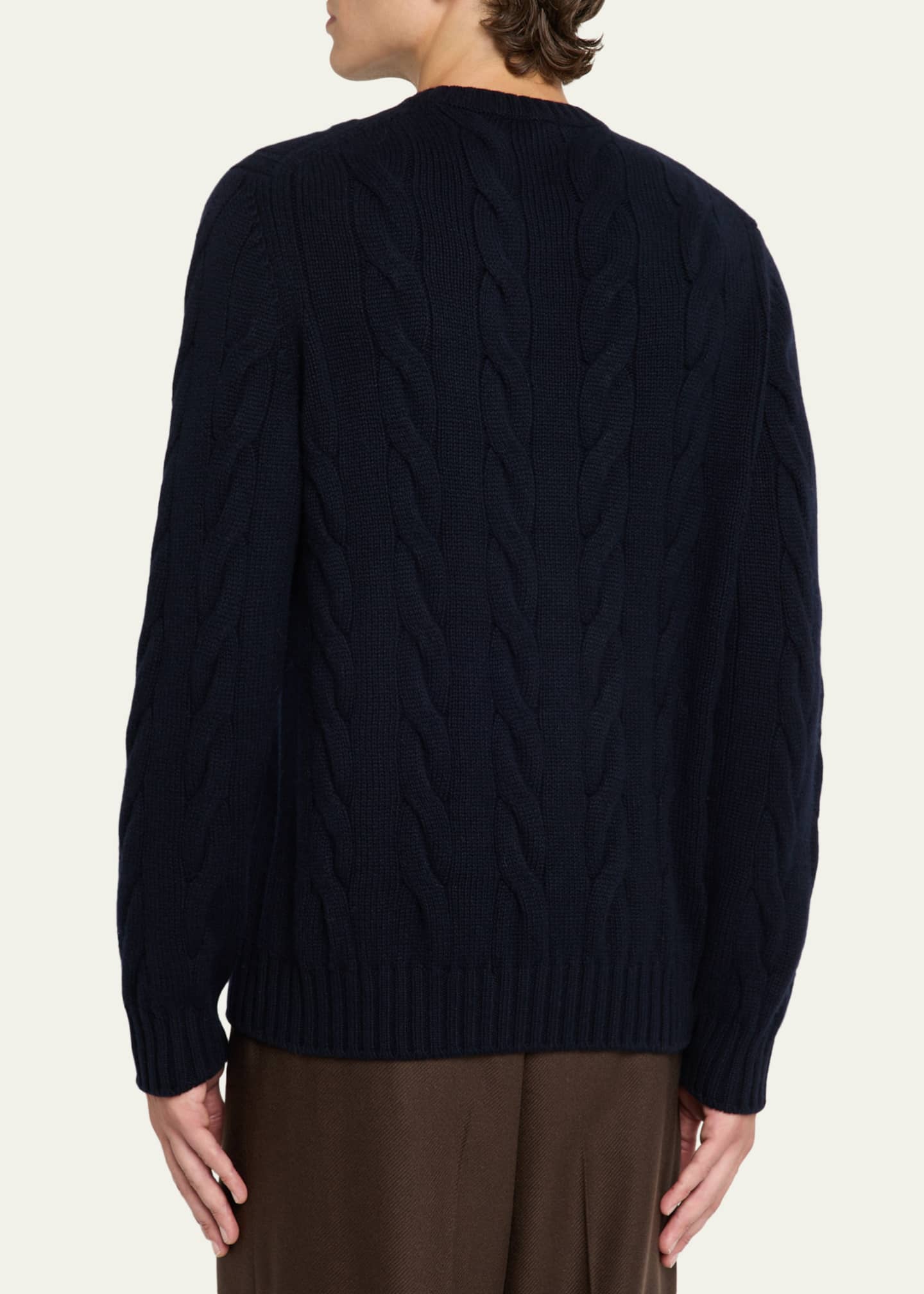Loro Piana Men's Napier Baby Cashmere Cable Knit Crewneck Sweater