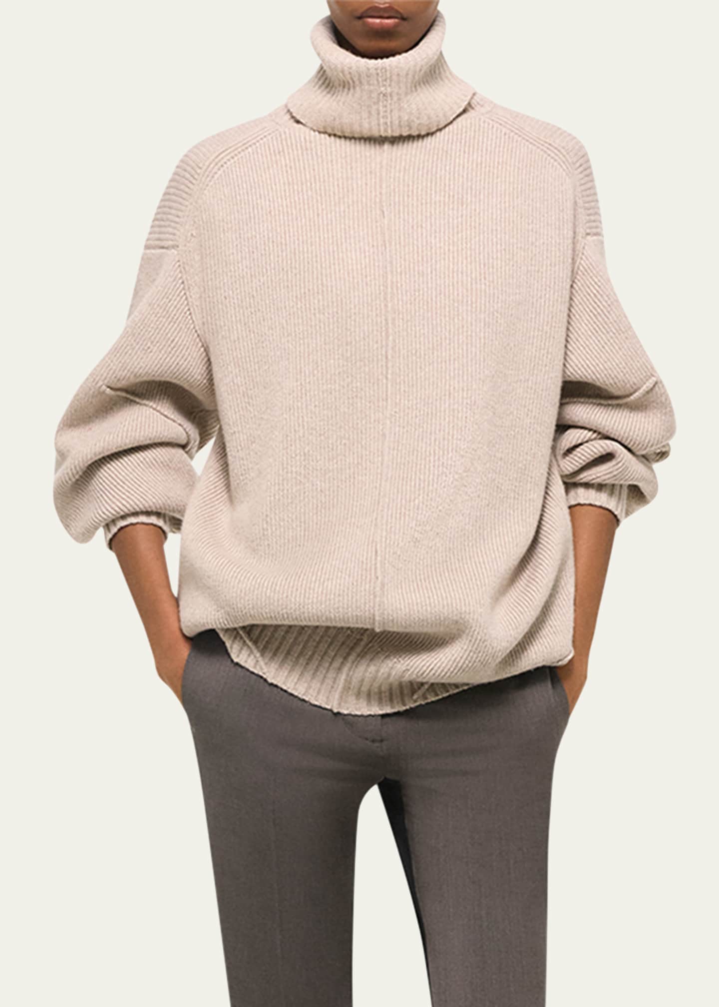 Helmut Lang Apex Chunky Wool-Cashmere Turtleneck Sweater Image 4 of 5