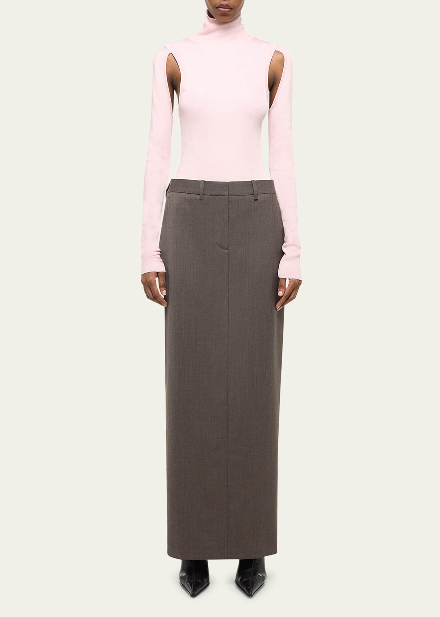 Helmut Lang Zipped Wool Maxi Skirt Image 2 of 5