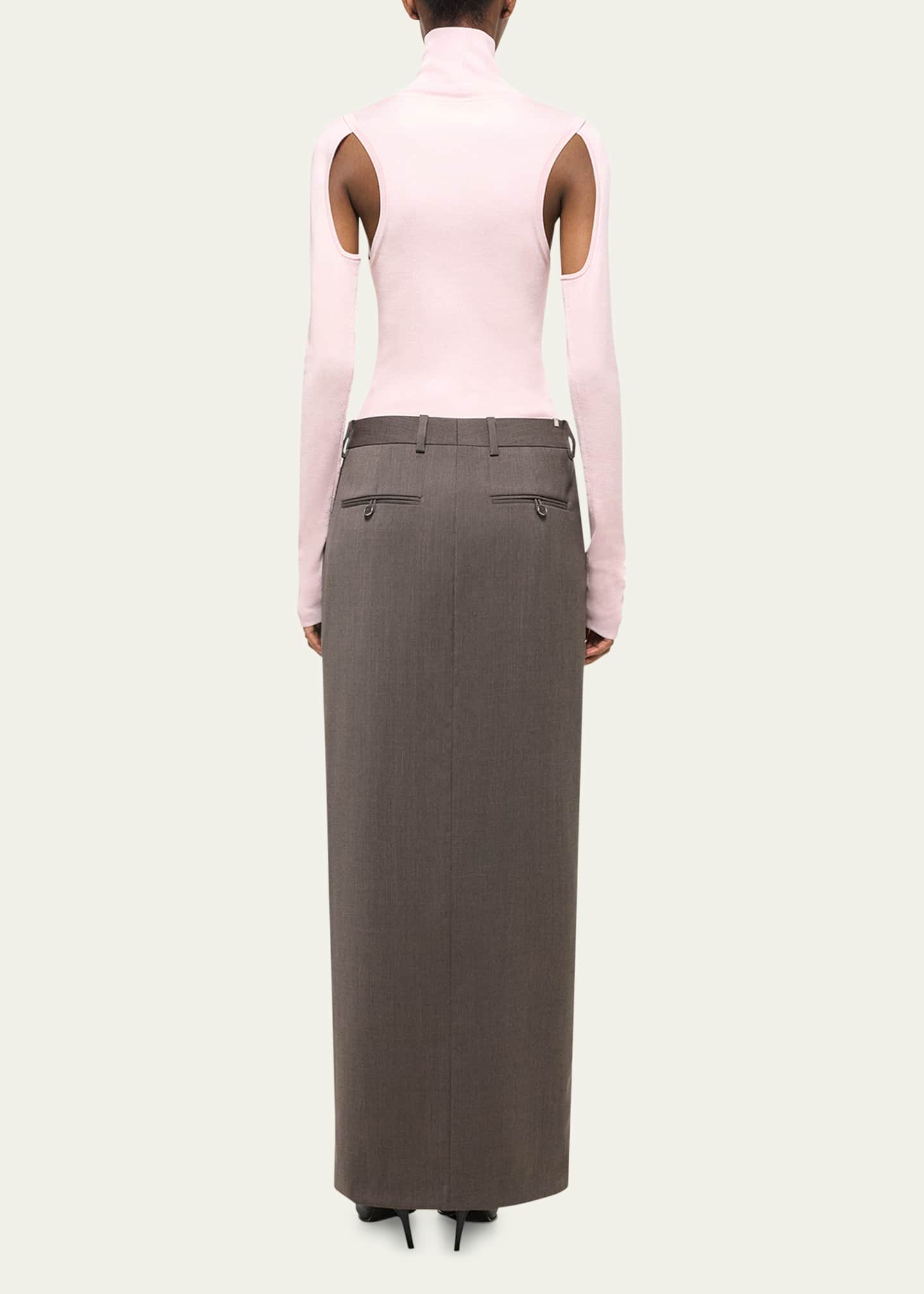 Helmut Lang Zipped Wool Maxi Skirt Image 3 of 5
