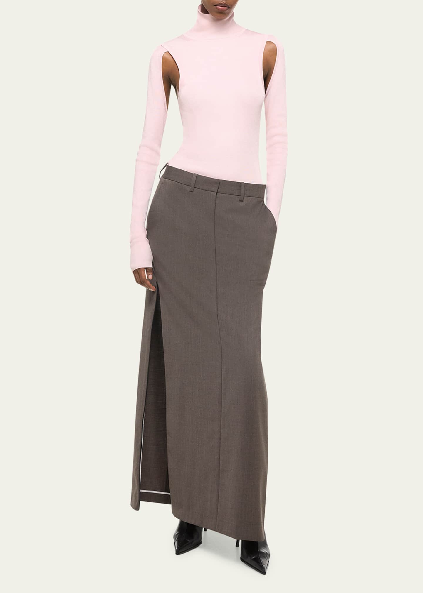 Helmut Lang Zipped Wool Maxi Skirt Image 4 of 5