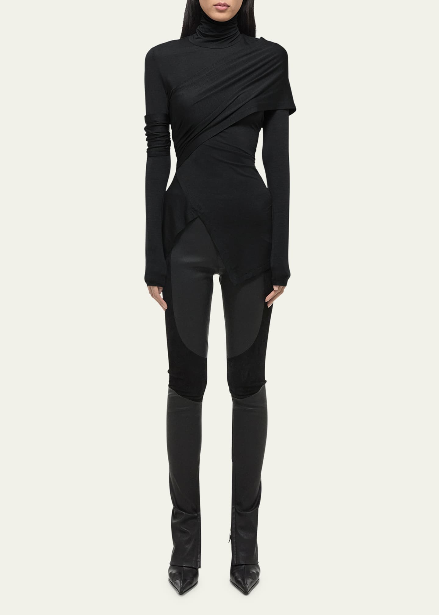 Helmut Lang Draped Knit Turtleneck Top Image 2 of 5