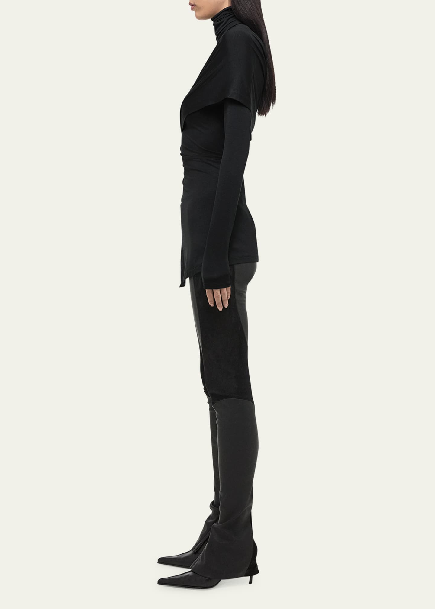 Helmut Lang Draped Knit Turtleneck Top Image 4 of 5