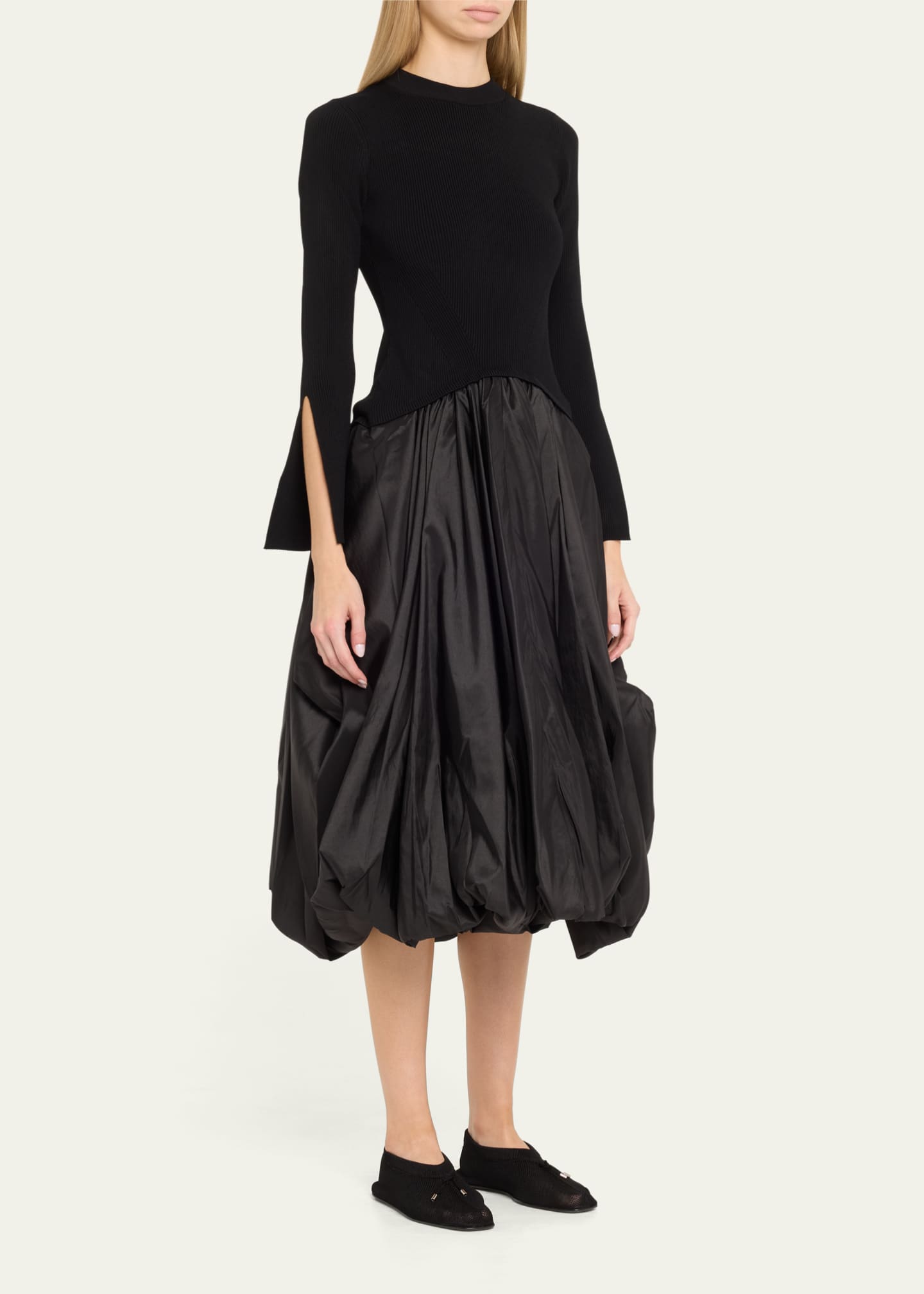 SIMKHAI Kenlie Long-Sleeve Bubble Midi Dress - Bergdorf Goodman