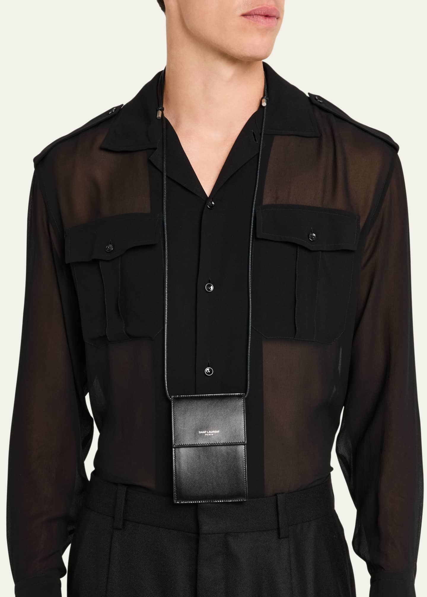 Saint Laurent Men's Mini Crossbody Bag in Leather Image 2 of 6