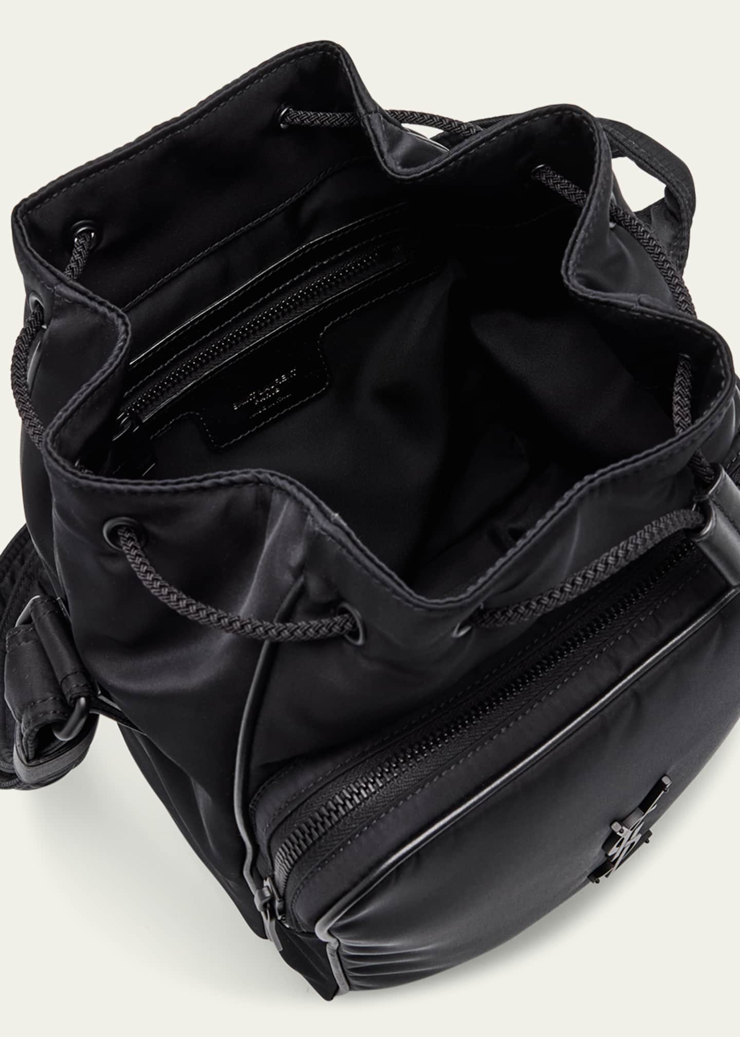Saint Laurent Men's Niki Small YSL Bucket Crossbody Bag in Nylon Image 4 of 6