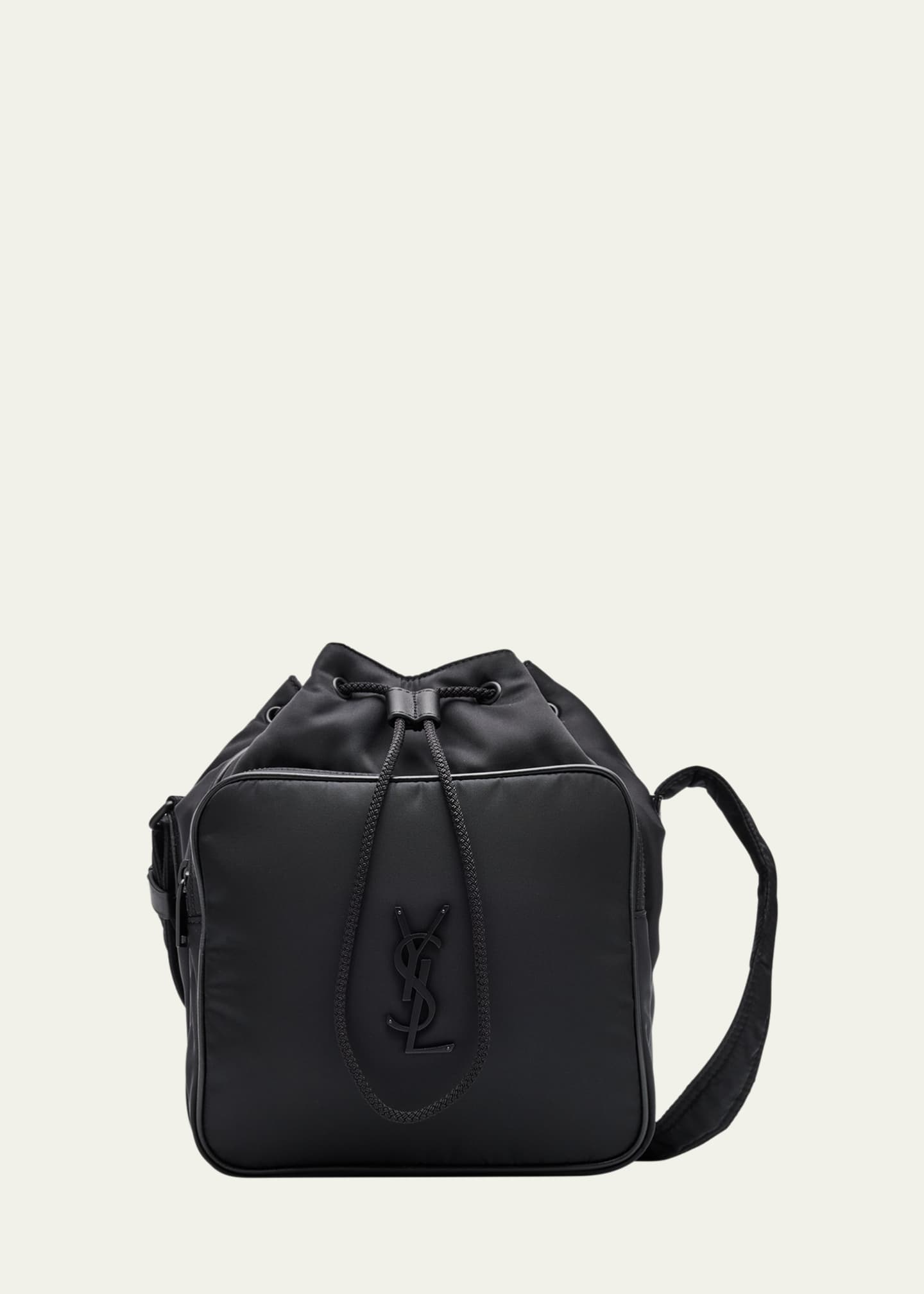 Saint Laurent Men's Niki Small YSL Bucket Crossbody Bag in Nylon Image 1 of 6