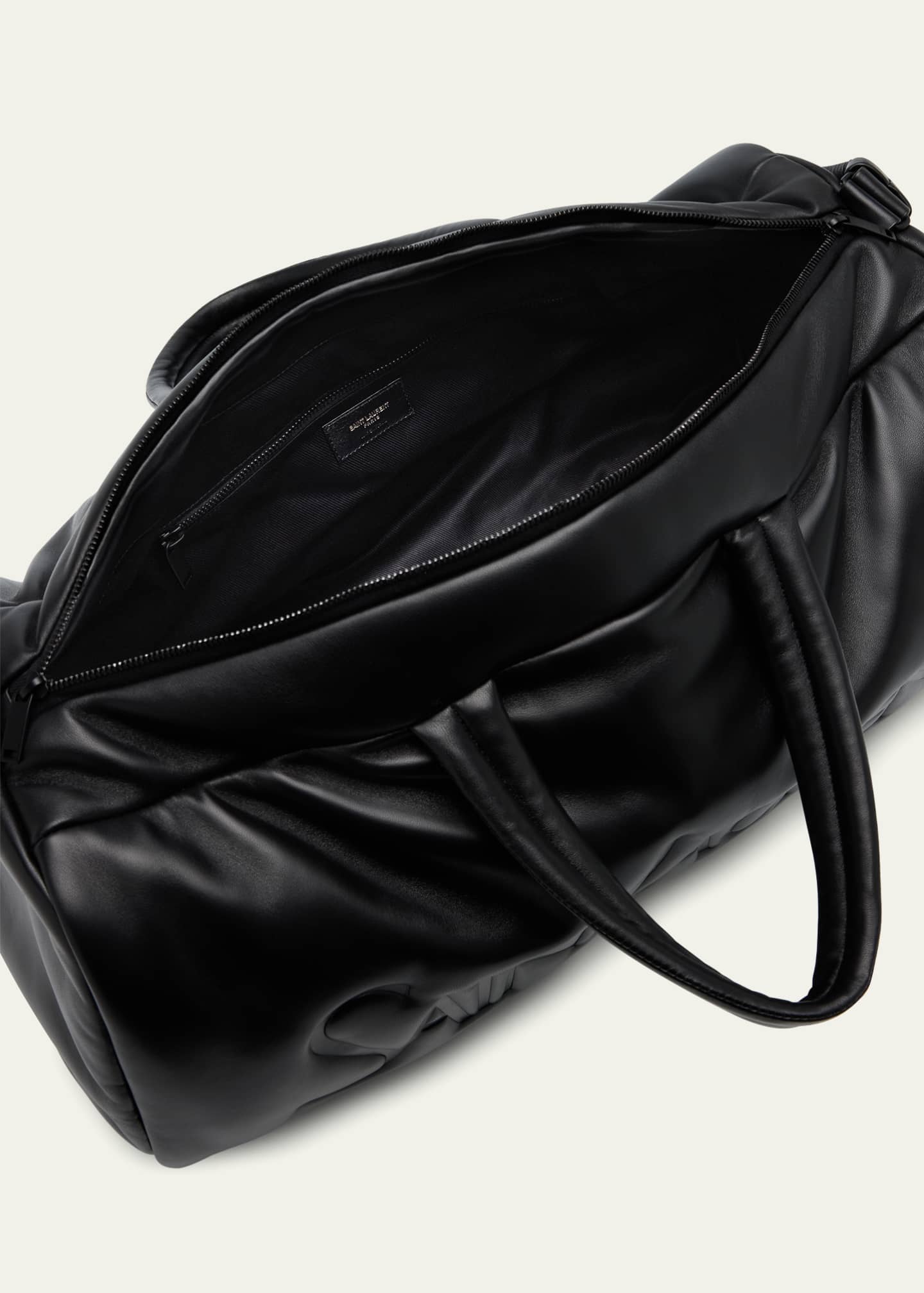 Saint Laurent Men's Leather Logo Duffel Bag Image 4 of 6