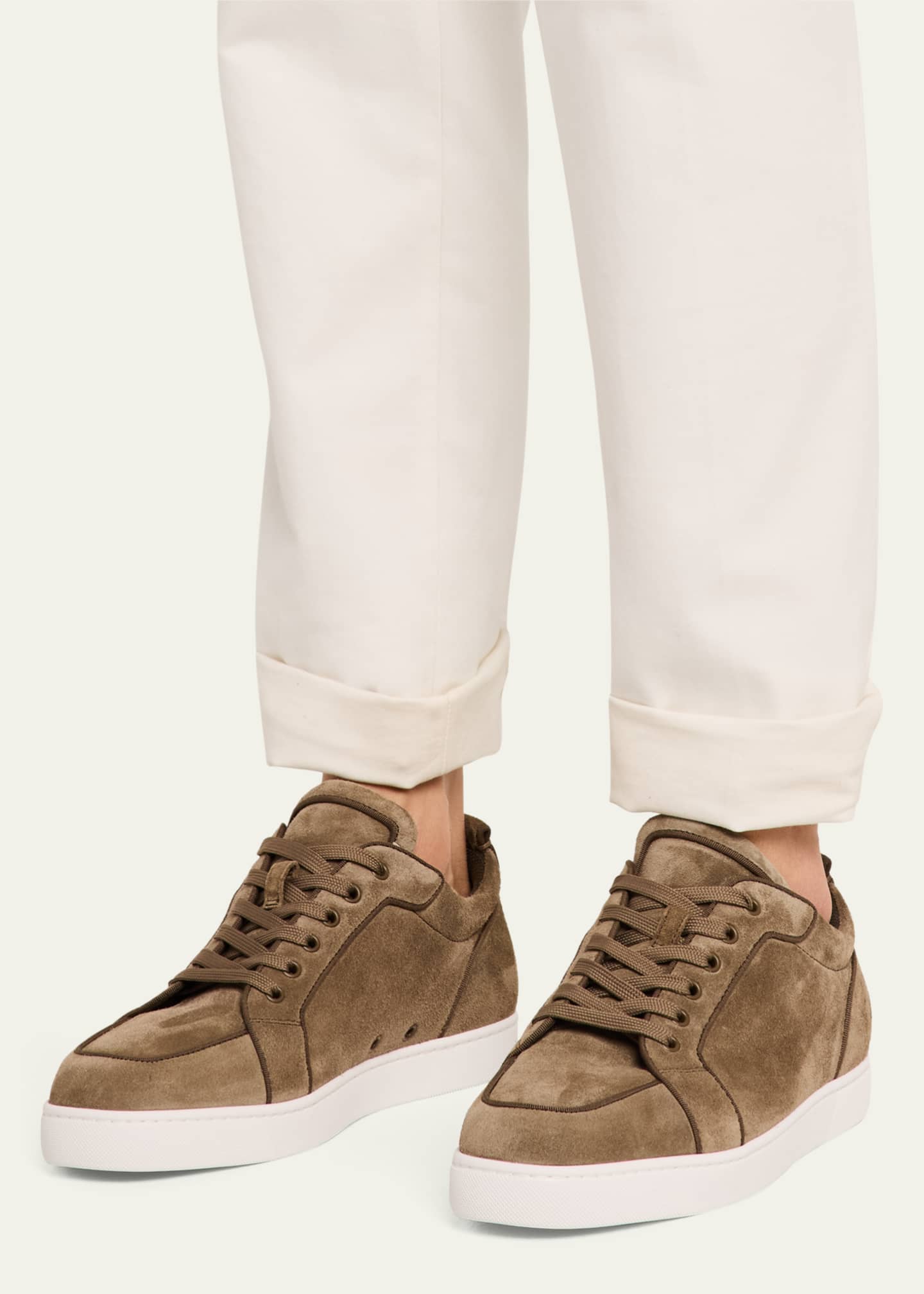 Christian Louboutin Men's Rantulow Suede High-Top Sneakers Image 2 of 6