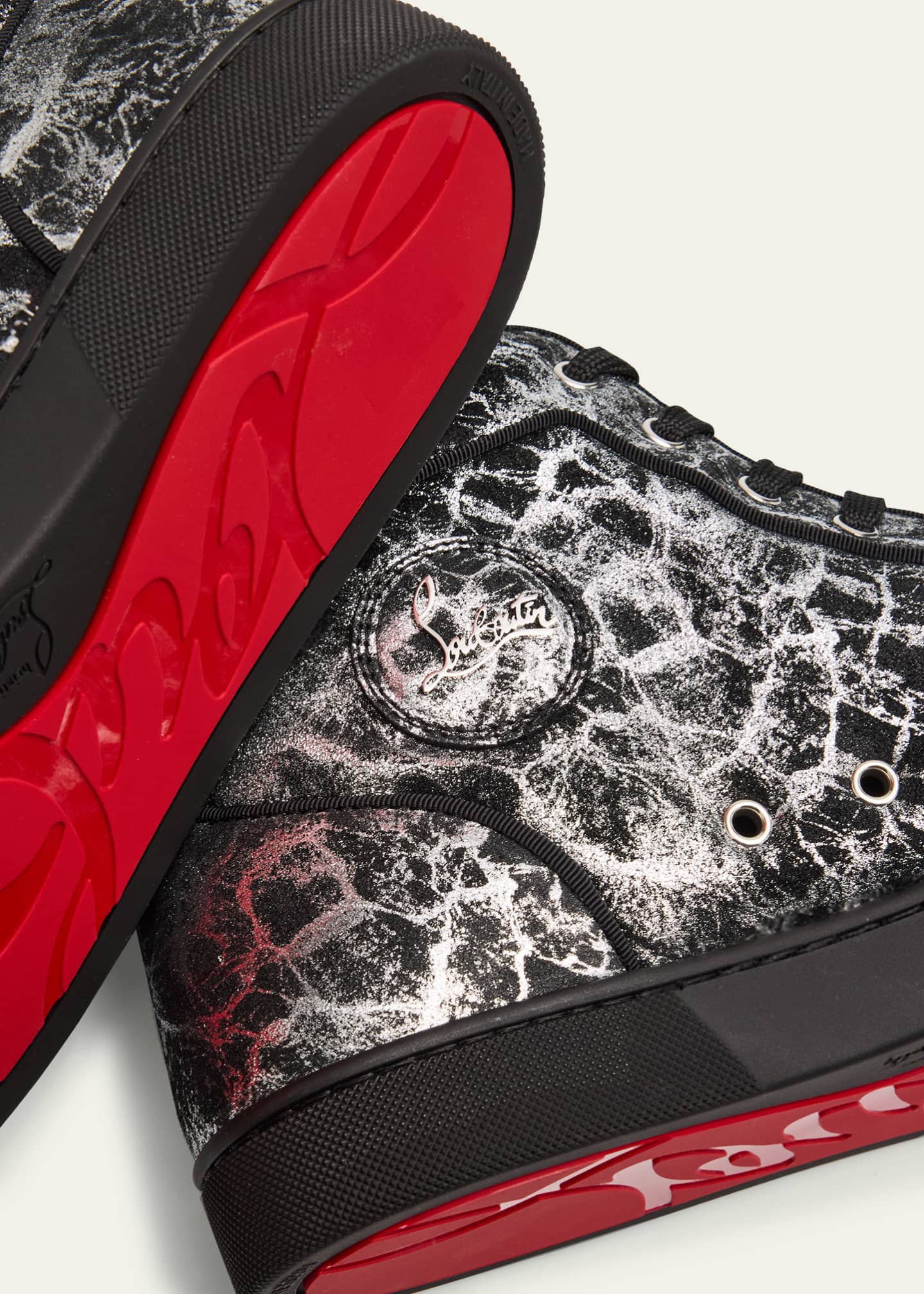 Christian Louboutin Men's Louis Orlato Leather High-Top Sneakers Image 5 of 6