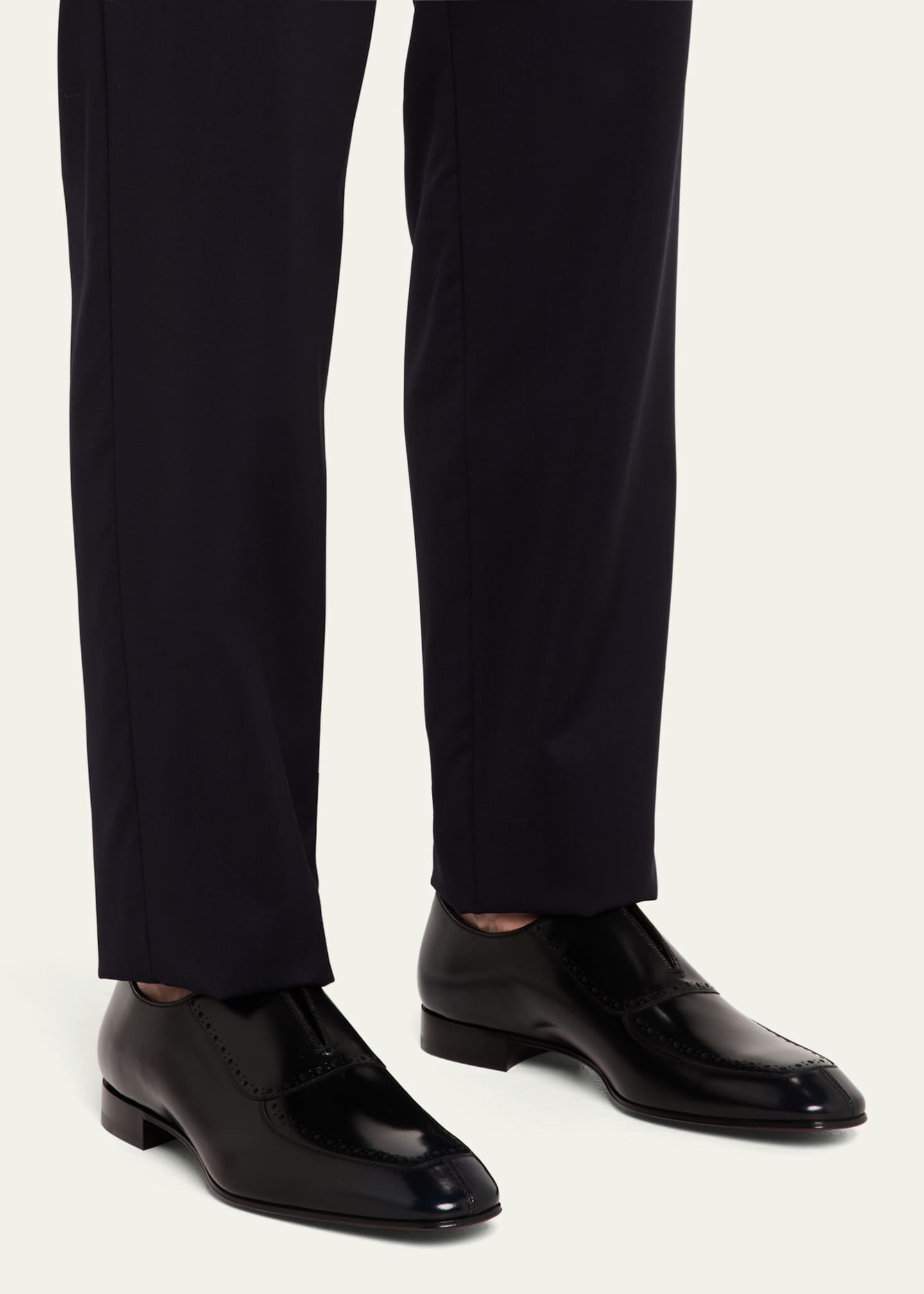 Christian Louboutin Men's Lafitte Spike Leather Oxfords Image 2 of 6