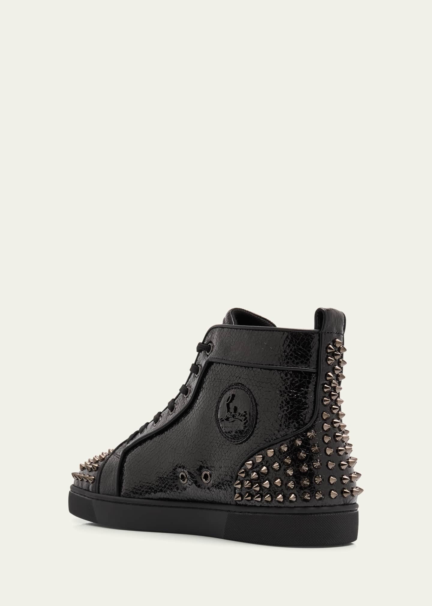 Christian Louboutin Men's Lou Spikes 2 Leather High-Top Sneakers Image 4 of 6