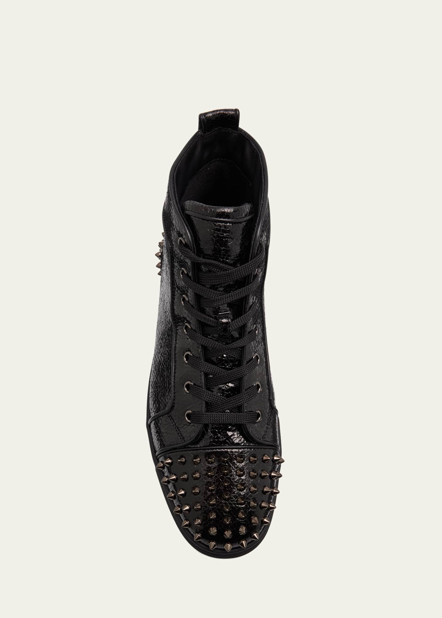 Christian Louboutin Men's Lou Spikes 2 Leather High-Top Sneakers Image 6 of 6