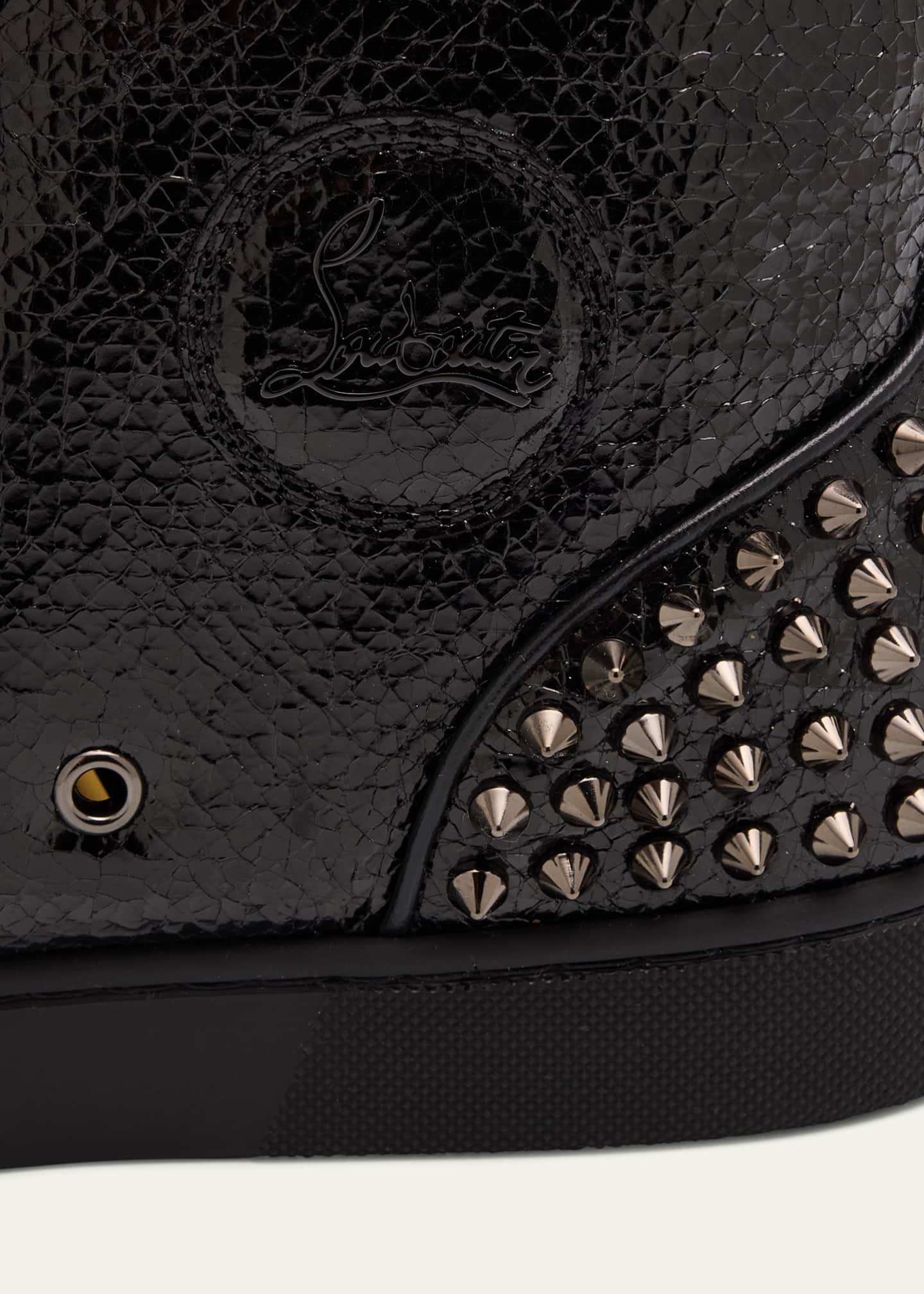 Christian Louboutin Men's Lou Spikes 2 Leather High-Top Sneakers Image 5 of 6