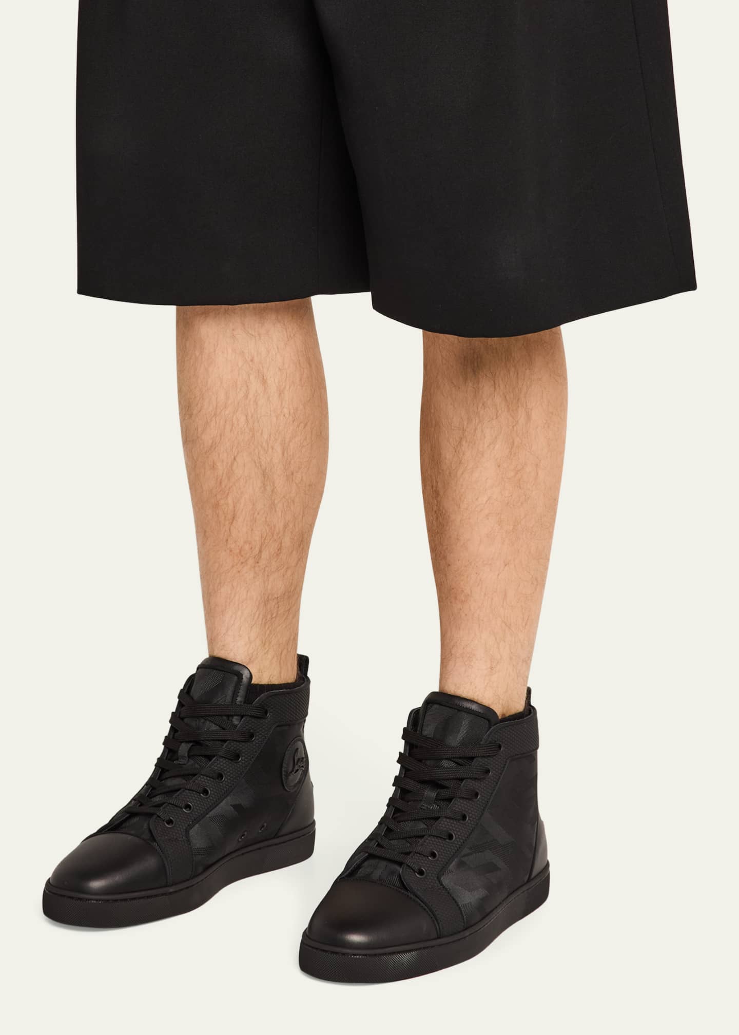 Christian Louboutin Men's Louis Orlato Jacquard High-Top Sneakers Image 2 of 6