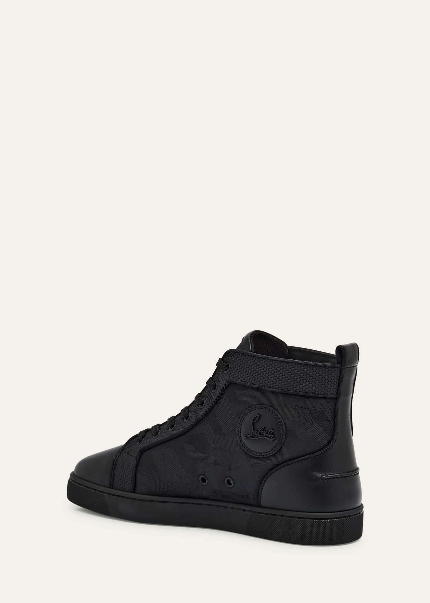 Christian Louboutin Men's Louis Orlato Jacquard High-Top Sneakers Image 4 of 6