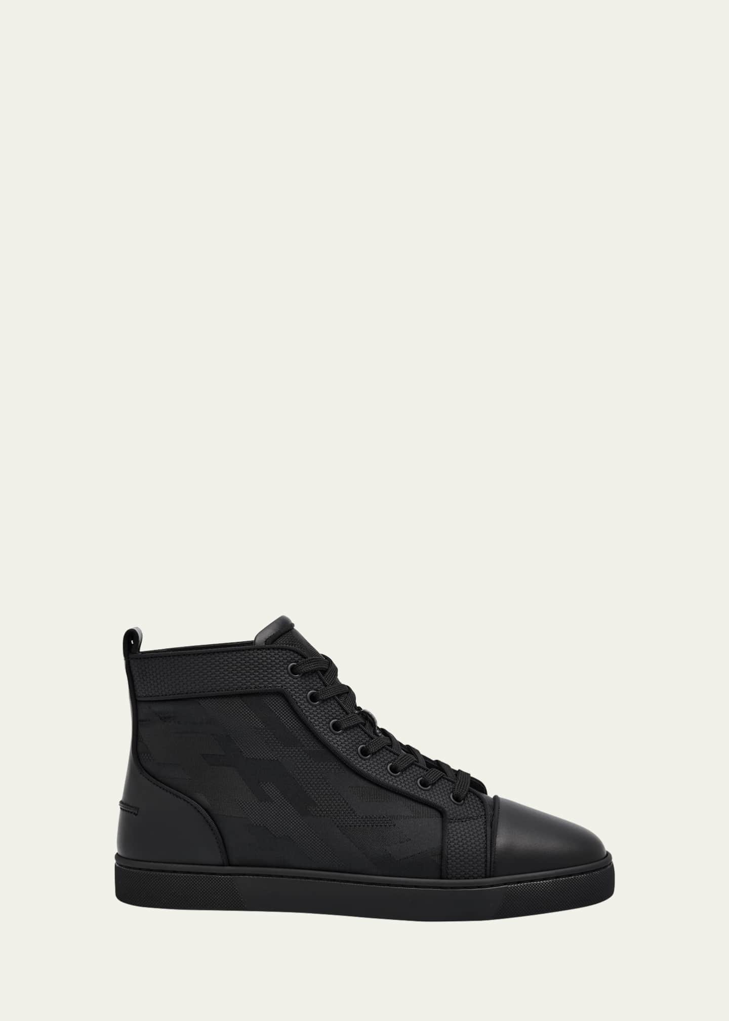 Christian Louboutin Men's Louis Orlato Jacquard High-Top Sneakers Image 1 of 6