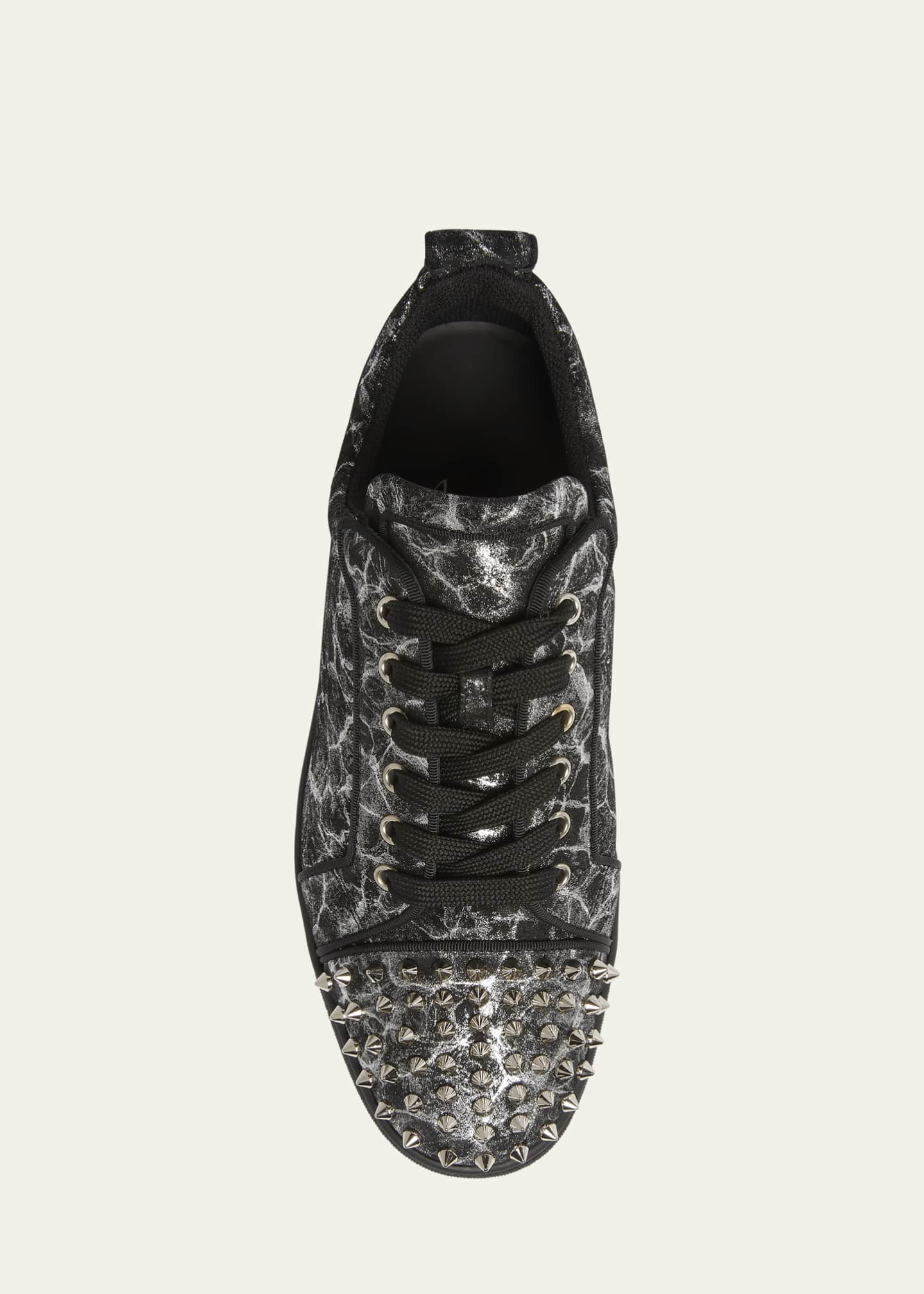 Christian Louboutin Men's Louis Junior Spikes Leather Low-Top Sneakers Image 5 of 5