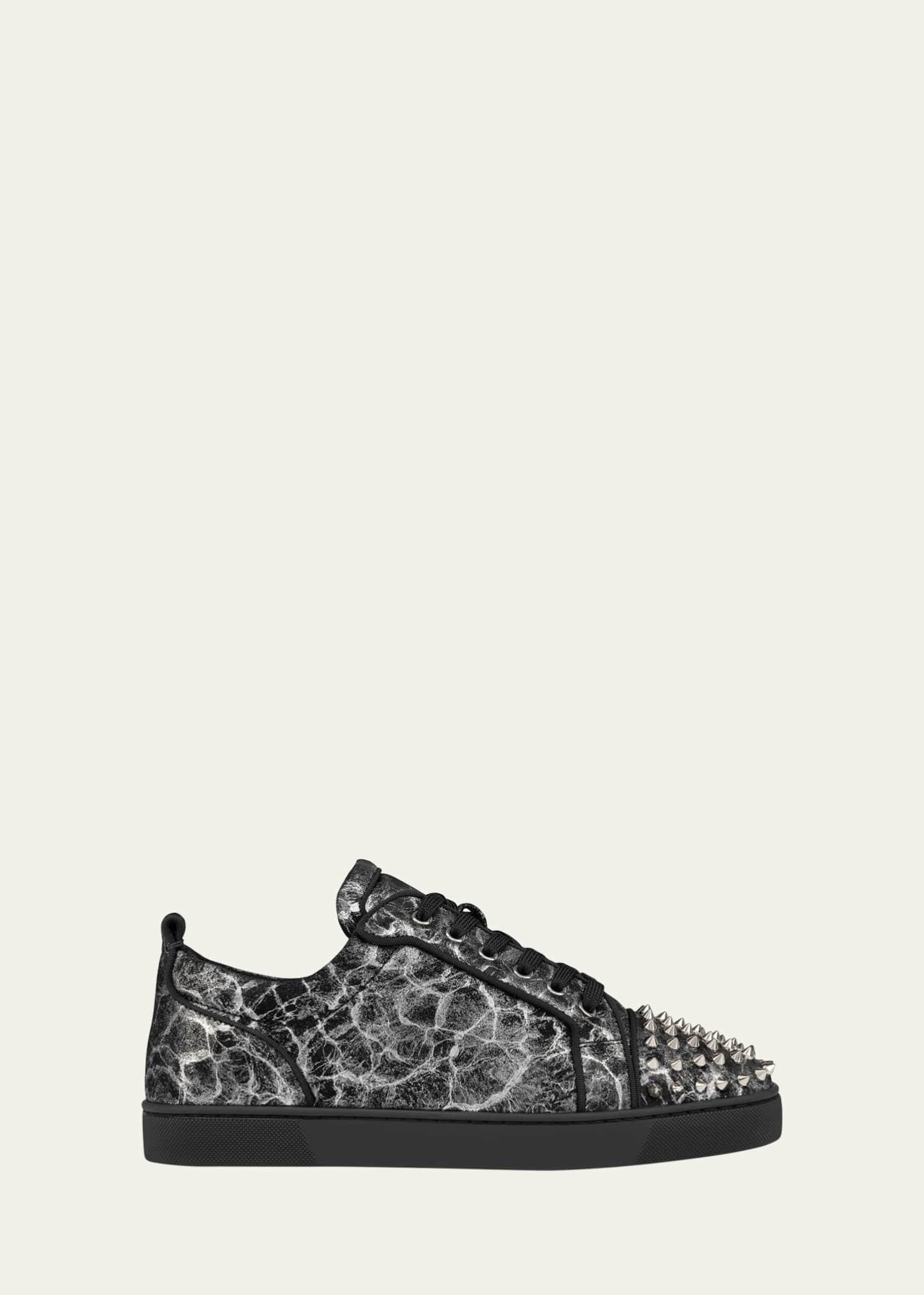 Christian Louboutin Men's Louis Junior Spikes Leather Low-Top Sneakers Image 1 of 5