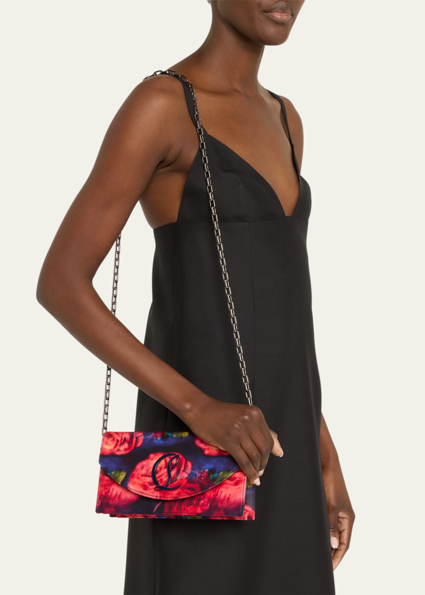 Christian Louboutin Loubi54 Rose-Print Satin Clutch Bag Image 2 of 5