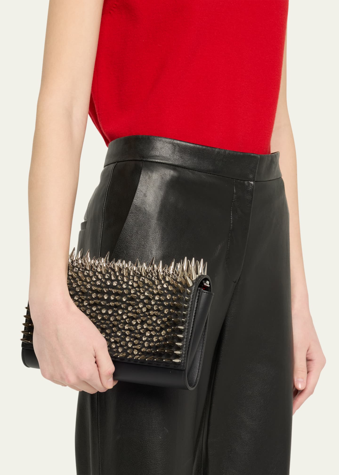 Christian Louboutin Paloma Spike Leather Clutch Bag Image 2 of 5