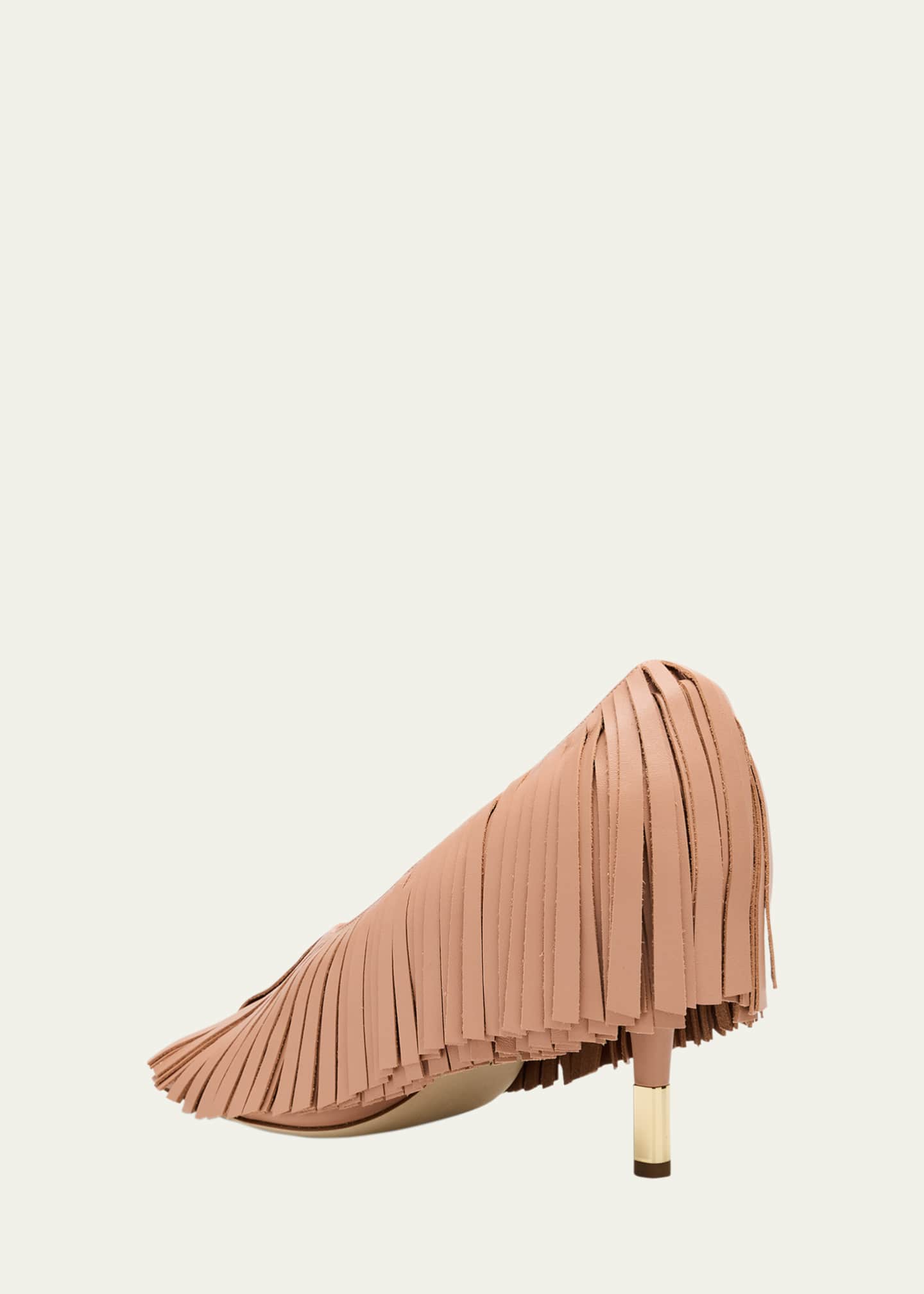 Chloe Mona Leather Fringe Peep-Toe Pumps Image 4 of 6