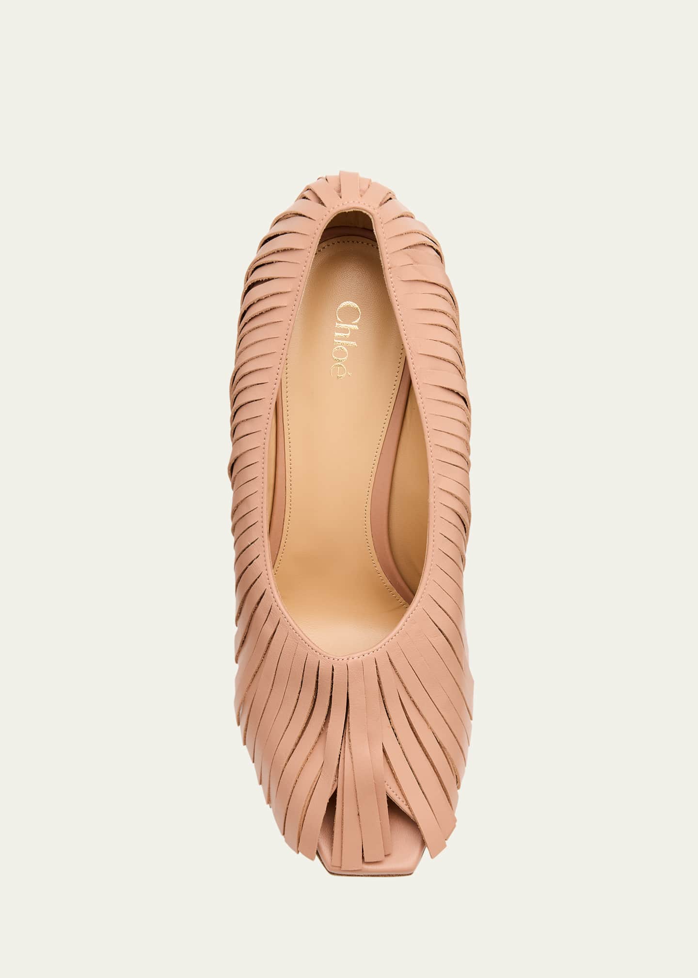 Chloe Mona Leather Fringe Peep-Toe Pumps Image 6 of 6