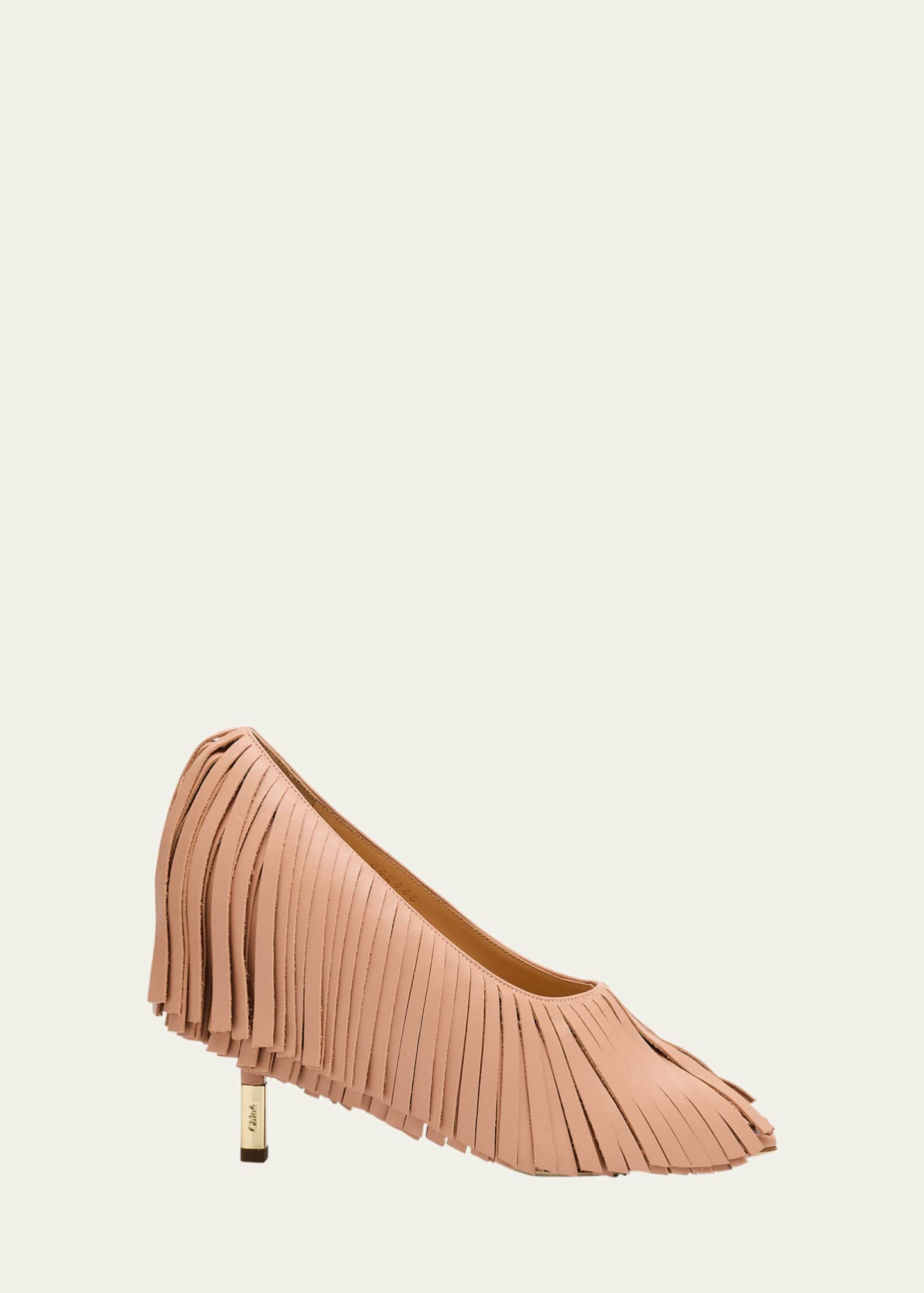 Chloe Mona Leather Fringe Peep-Toe Pumps Image 1 of 6