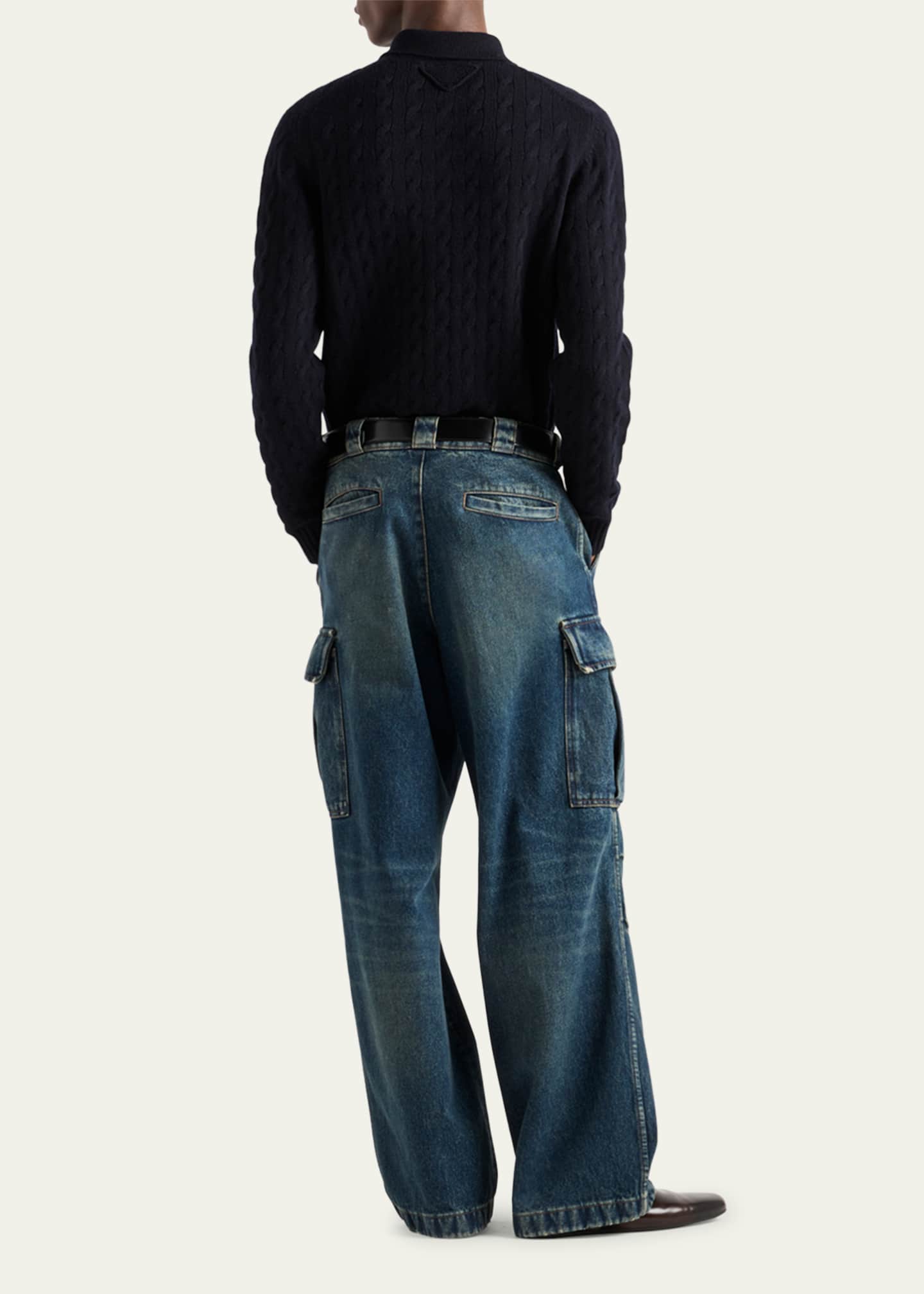 Prada Men's Baggy Denim Cargo Pants - Bergdorf Goodman