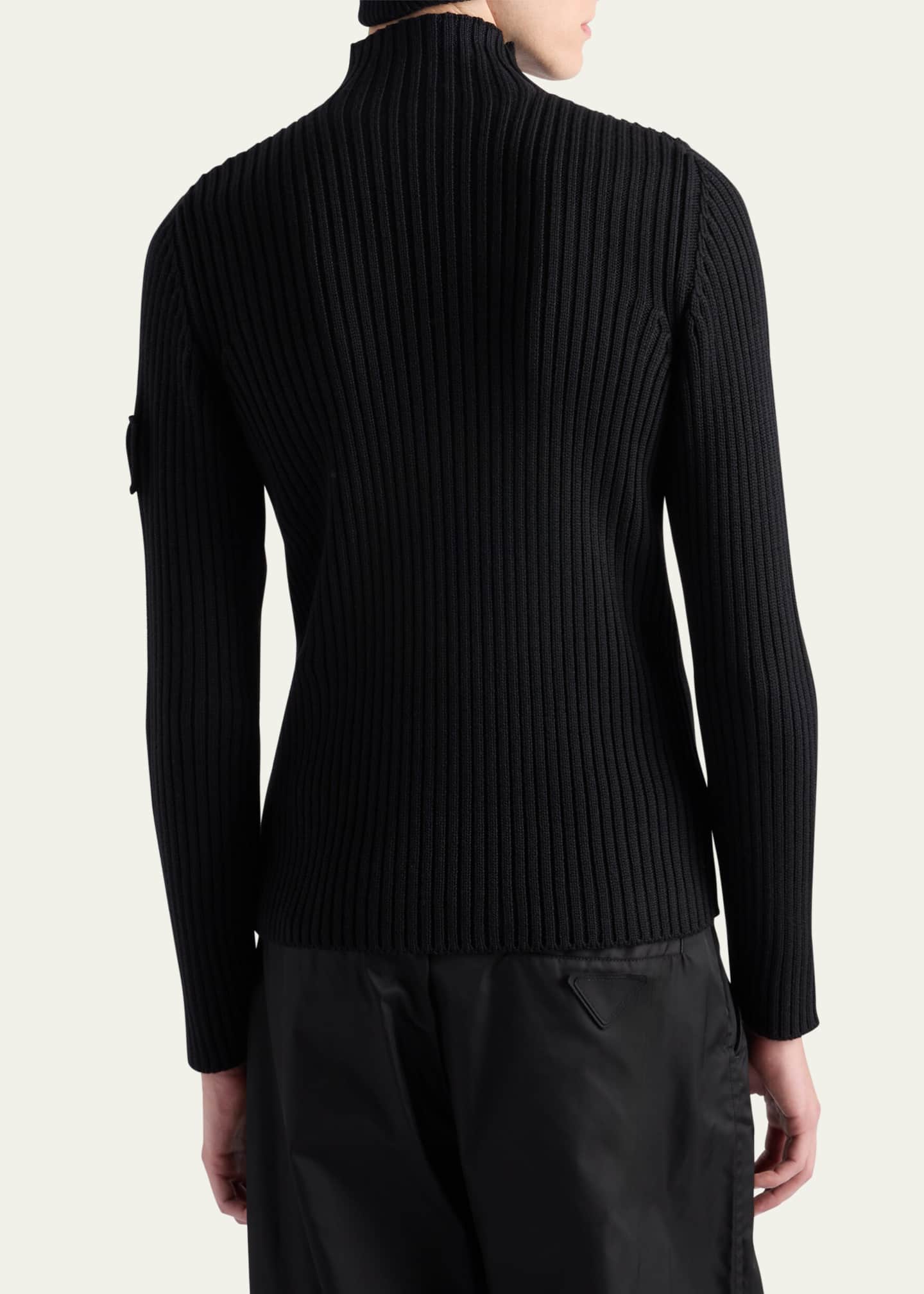 Prada Men's Ribbed Wool Mock-Neck Sweater - Bergdorf Goodman