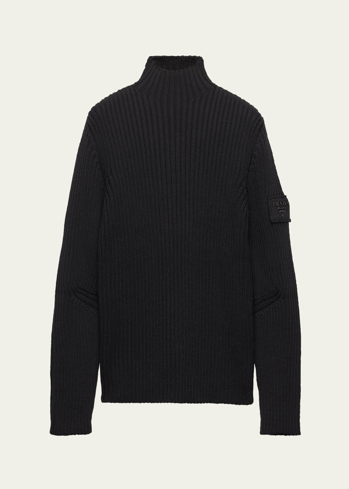 トップス PRADA BLACK WOOL MOCK NECK KNIT Prada Wool Turtleneck Sweater | Saks Fifth Avenue