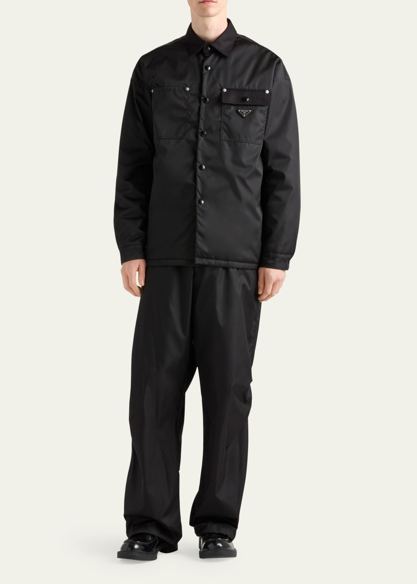 Prada Men's Re-Nylon Overshirt with Metal Studs - Bergdorf Goodman