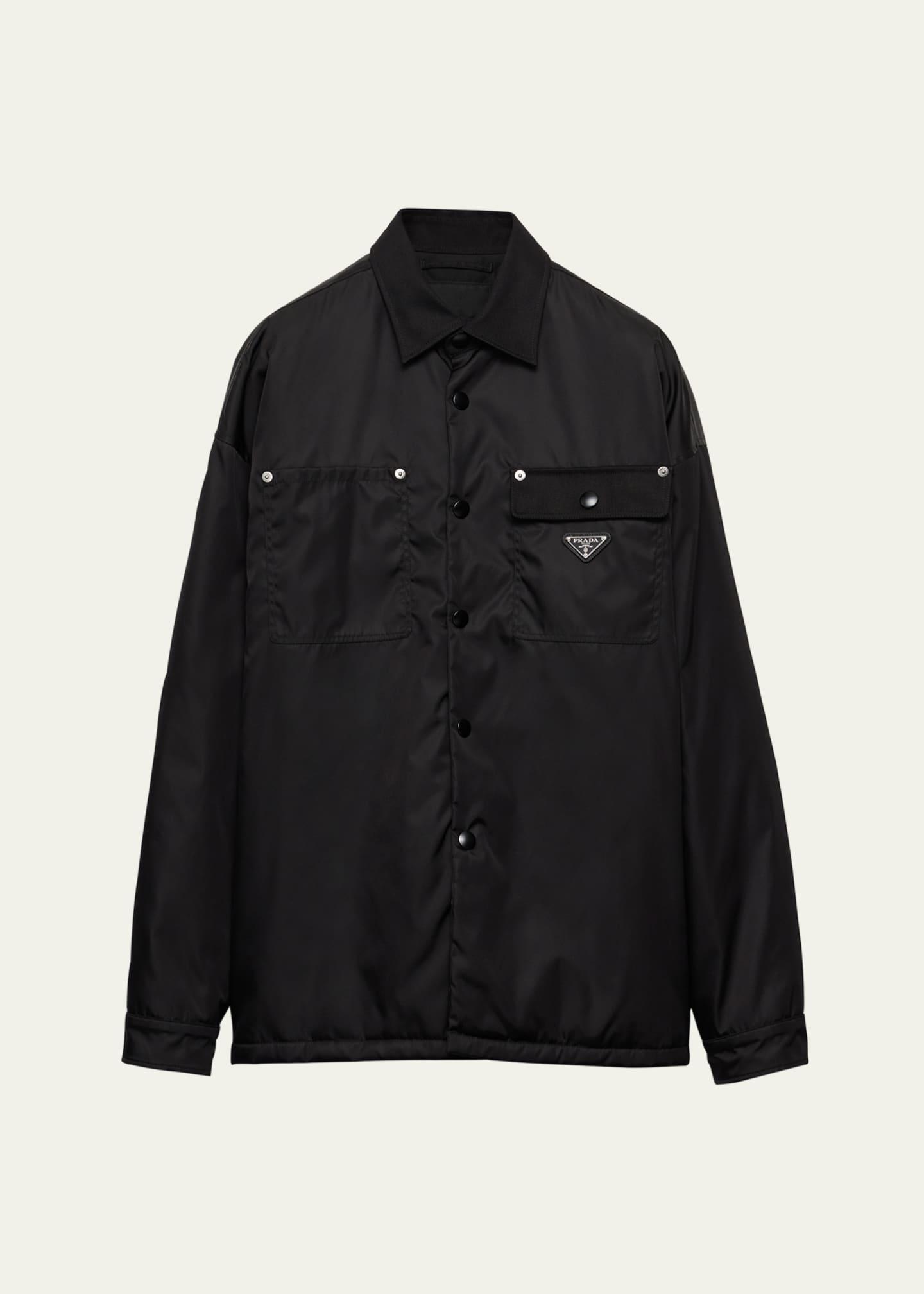 Prada Men's Re-Nylon Overshirt with Metal Studs - Bergdorf Goodman