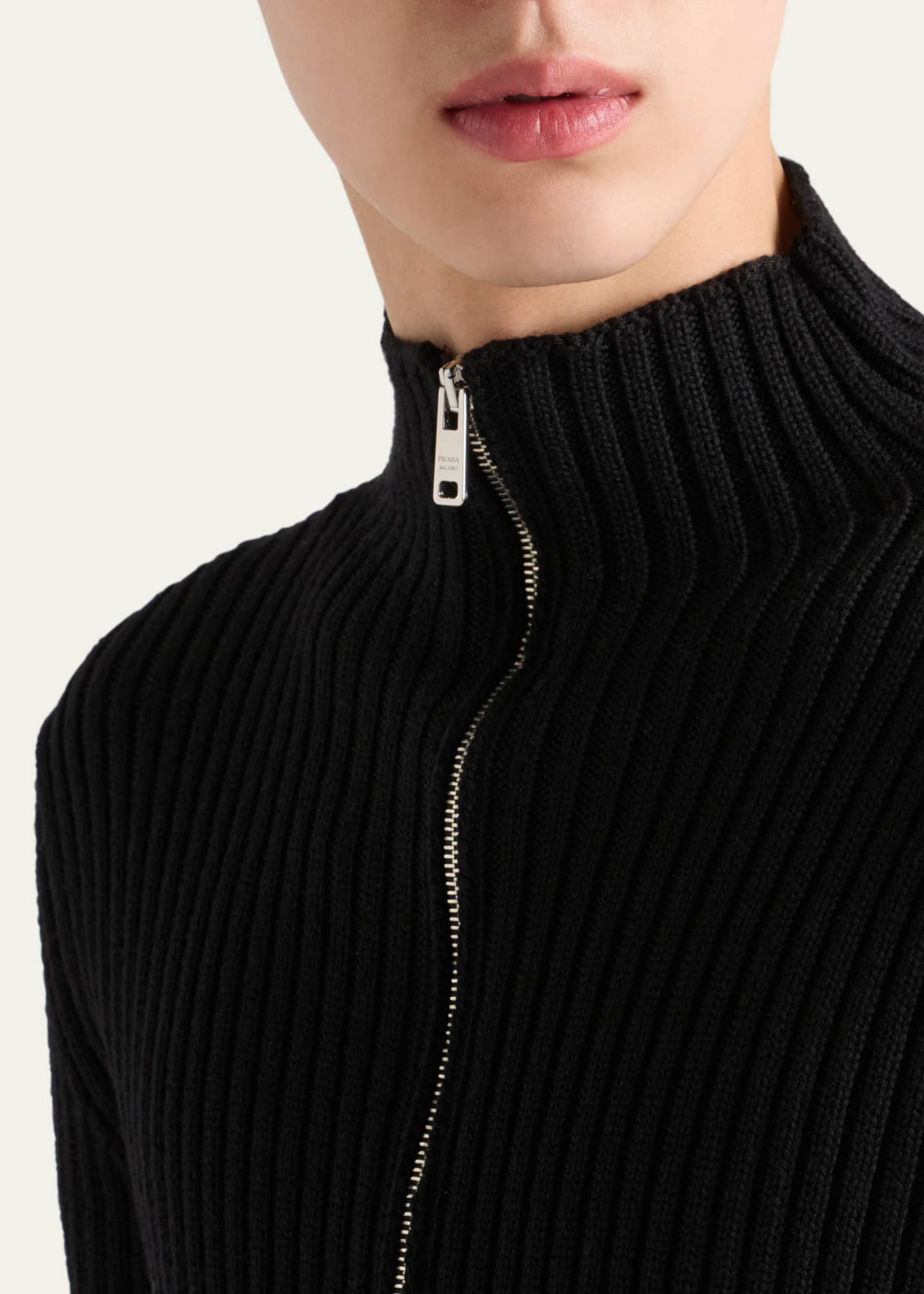 Prada Men's Ribbed Zip Sweater - Bergdorf Goodman