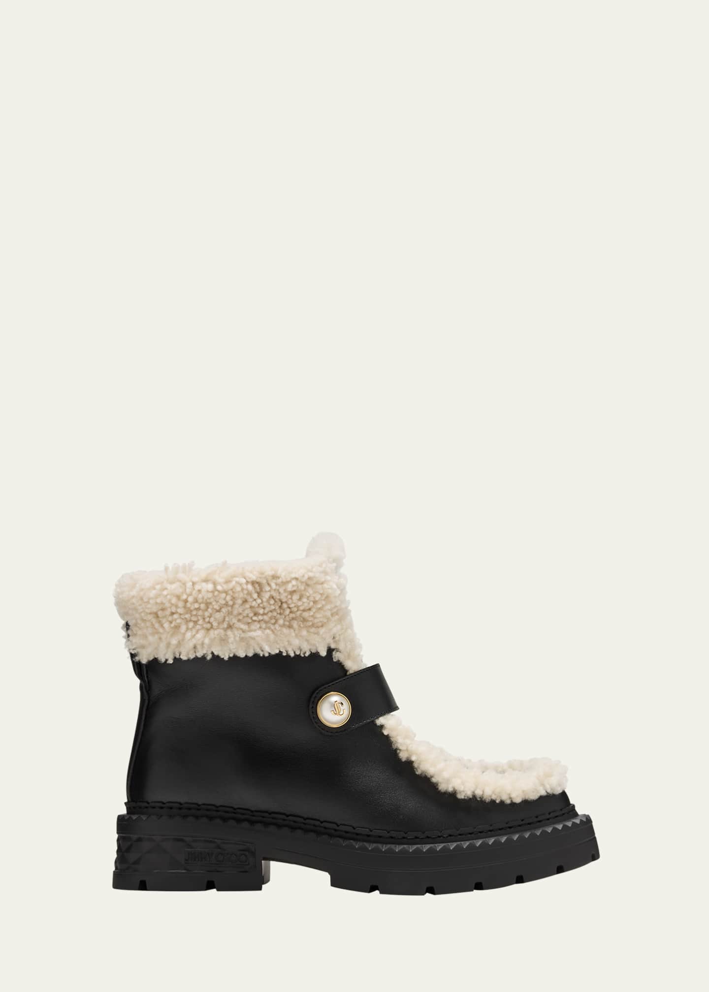 Jimmy Choo Shea Leather Shearling Ankle Boots