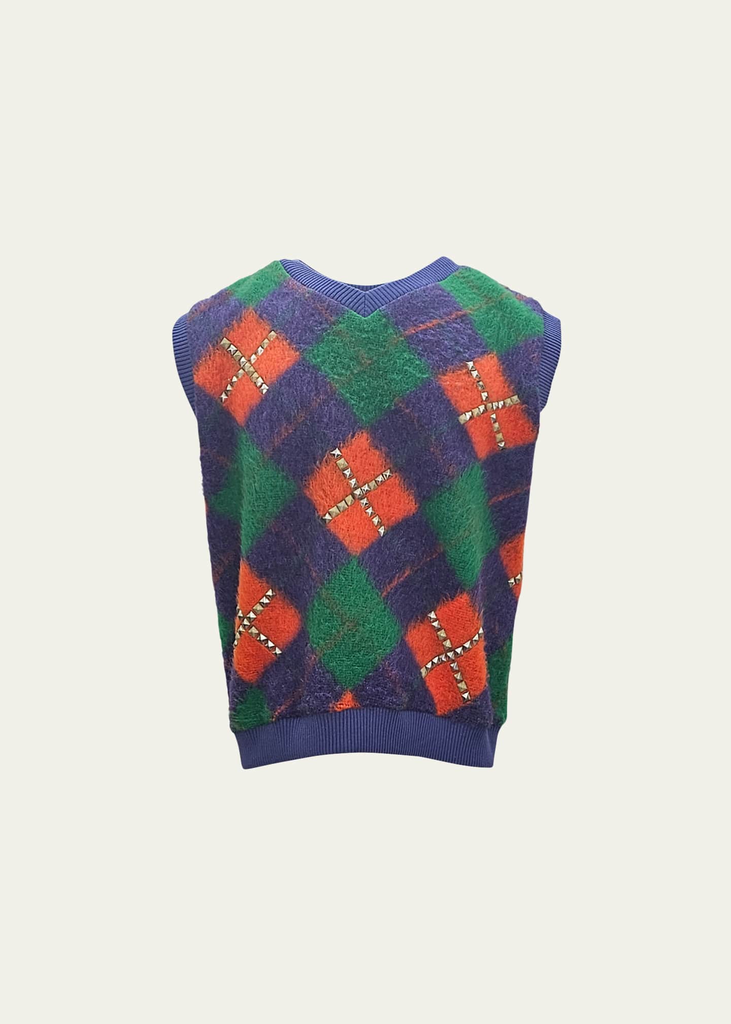 Cout De La Liberte Men's Tanner Studded Argyle Sweater Vest